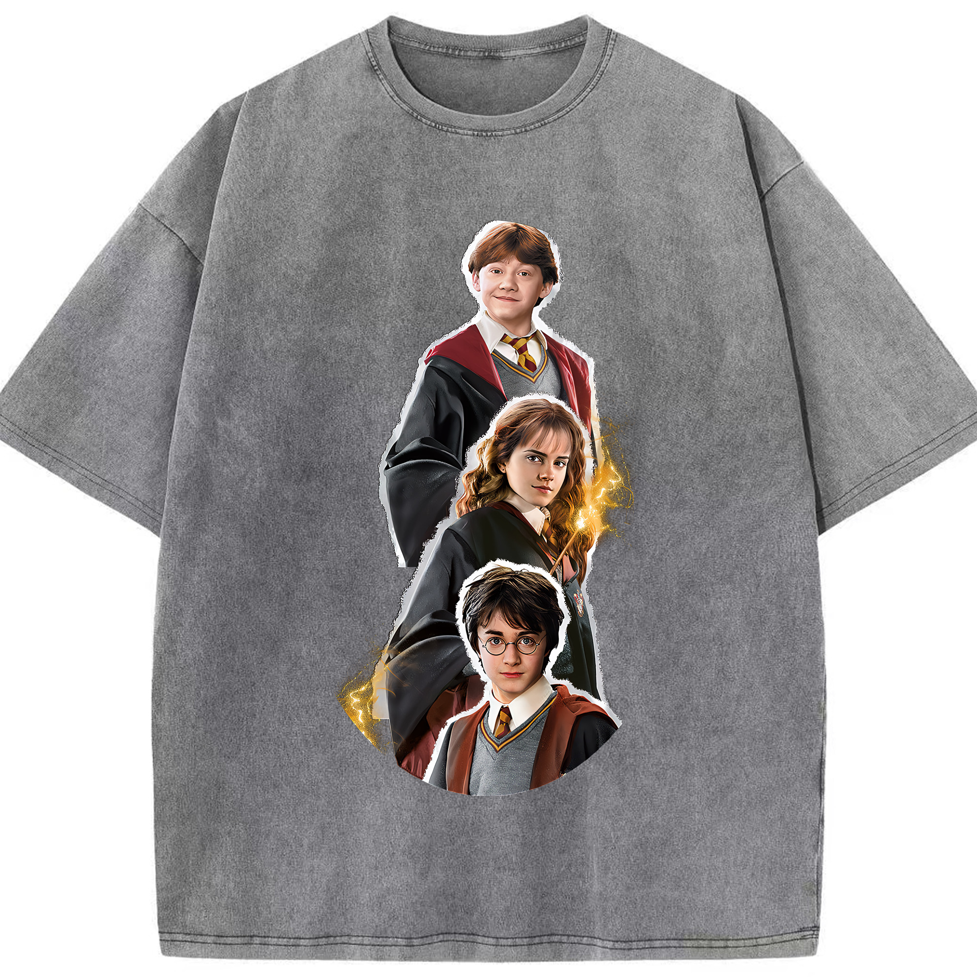 （画像用） Harry Potter ハリー・ポッターシリーズ 綿100% ヴィンテージ風 半袖Tシャツ（フロントプリント）