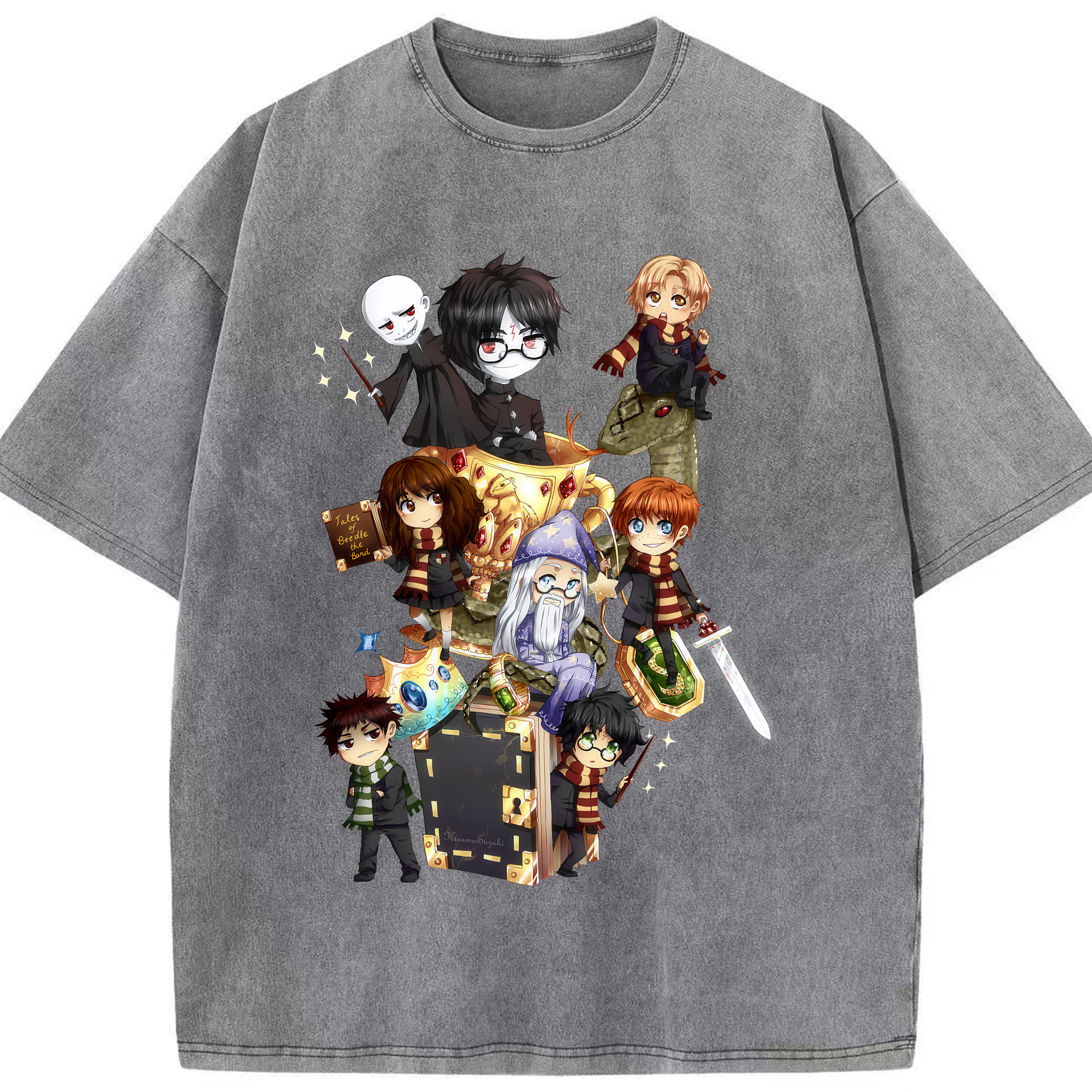 （画像用） Harry Potter ハリー・ポッターシリーズ 綿100% ヴィンテージ風 半袖Tシャツ（フロントプリント）
