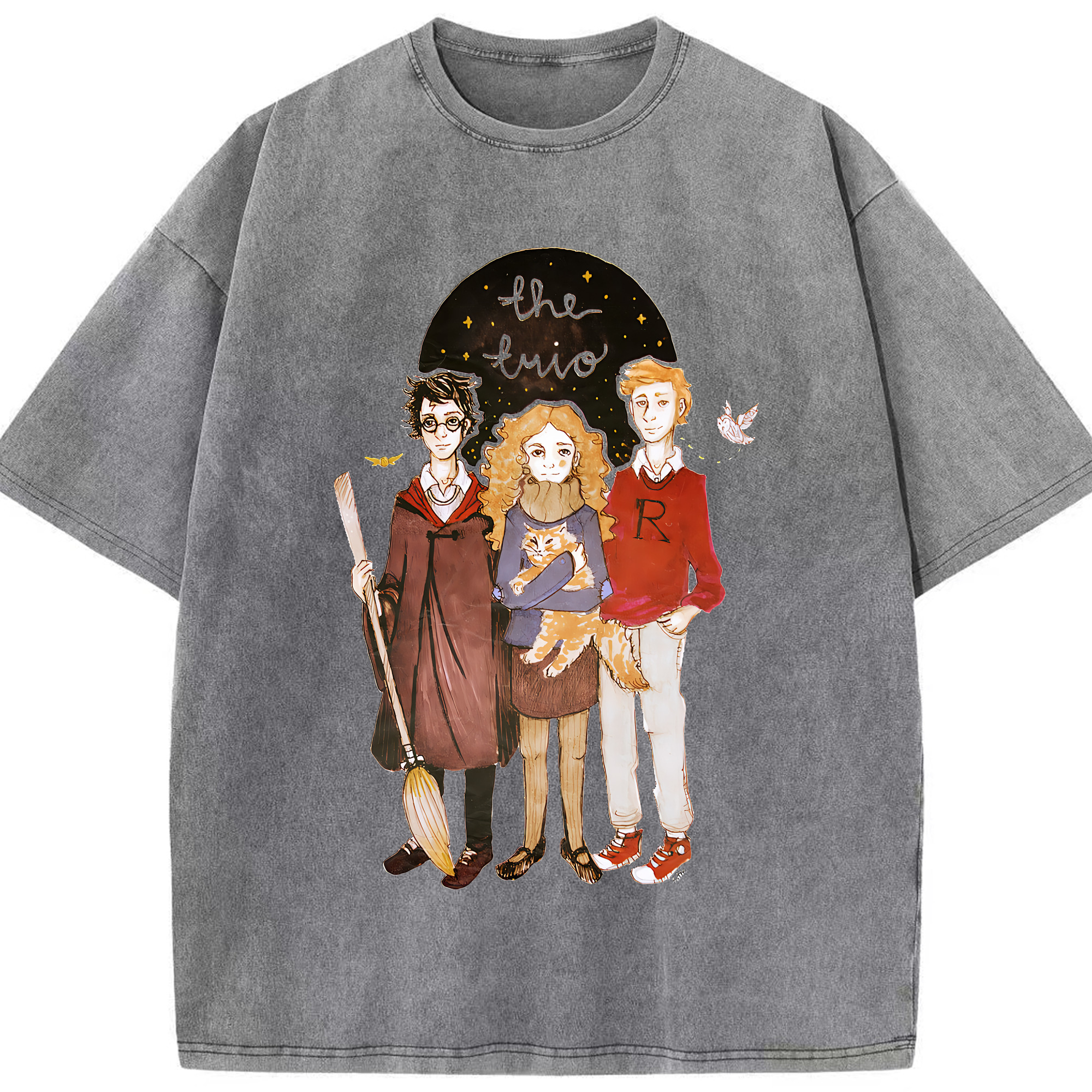 （画像用） Harry Potter ハリー・ポッターシリーズ 綿100% ヴィンテージ風 半袖Tシャツ（フロントプリント）