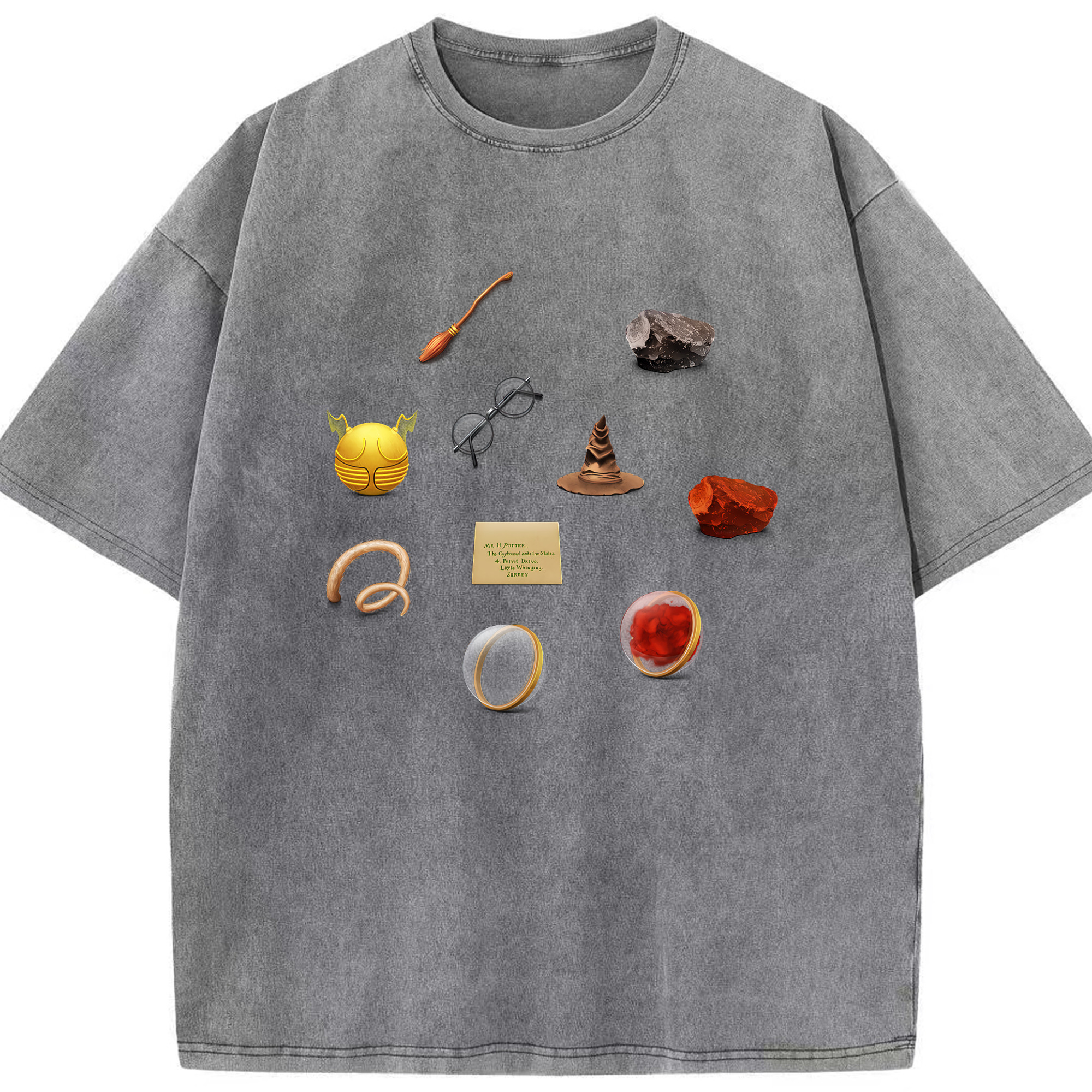（画像用） Harry Potter ハリー・ポッターシリーズ 綿100% ヴィンテージ風 半袖Tシャツ（フロントプリント）
