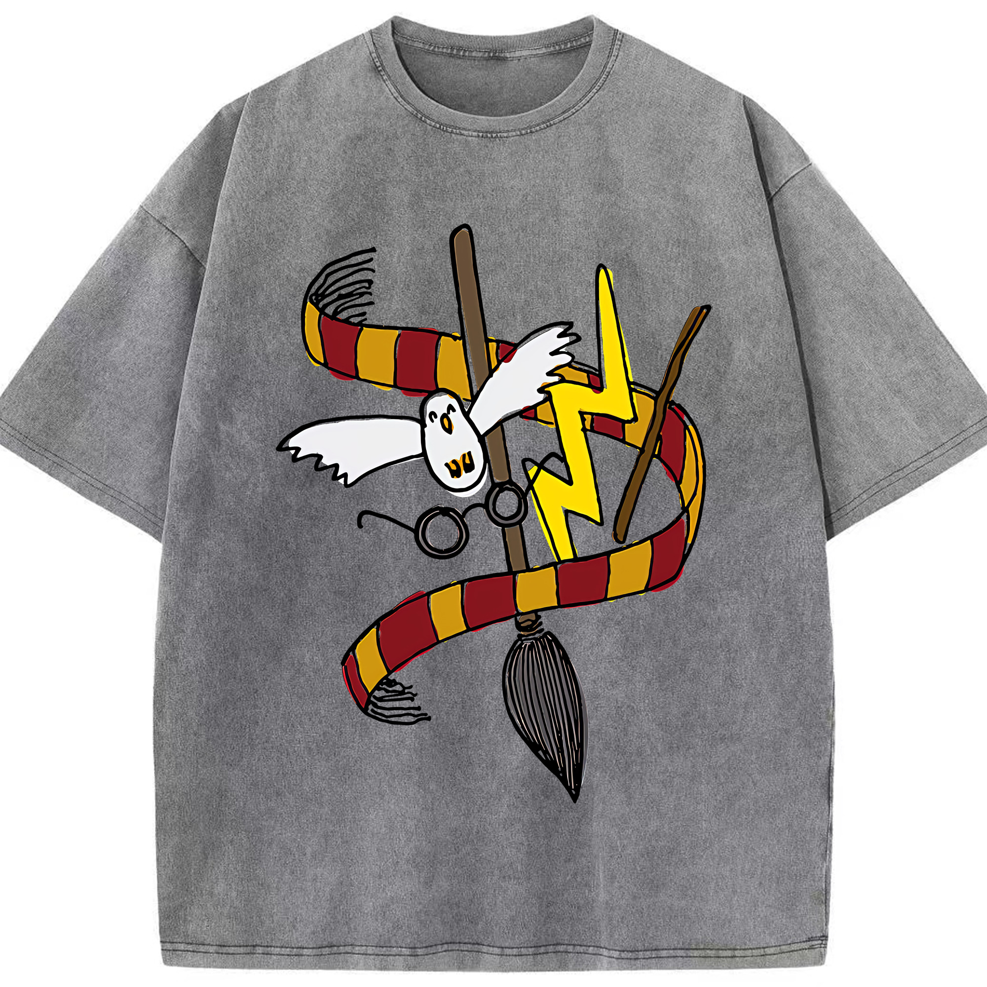 （画像用） Harry Potter ハリー・ポッターシリーズ 綿100% ヴィンテージ風 半袖Tシャツ（フロントプリント）