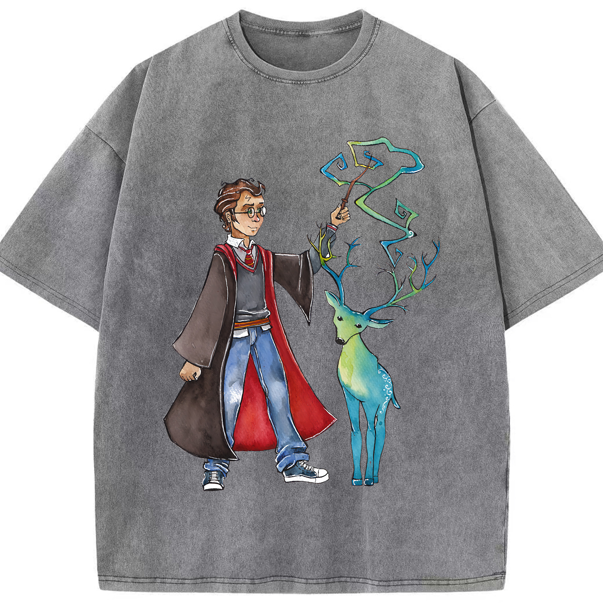（画像用） Harry Potter ハリー・ポッターシリーズ 綿100% ヴィンテージ風 半袖Tシャツ（フロントプリント）