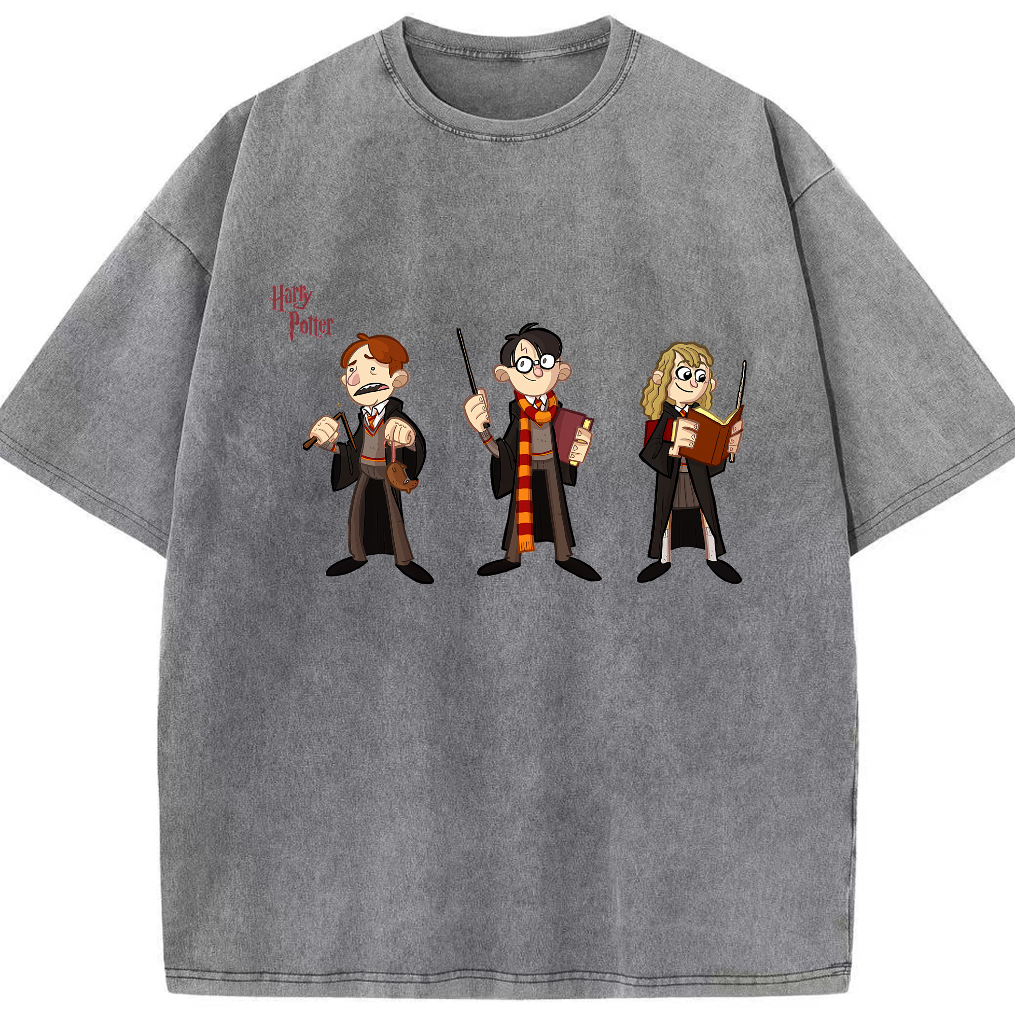 （画像用） Harry Potter ハリー・ポッターシリーズ 綿100% ヴィンテージ風 半袖Tシャツ（フロントプリント）
