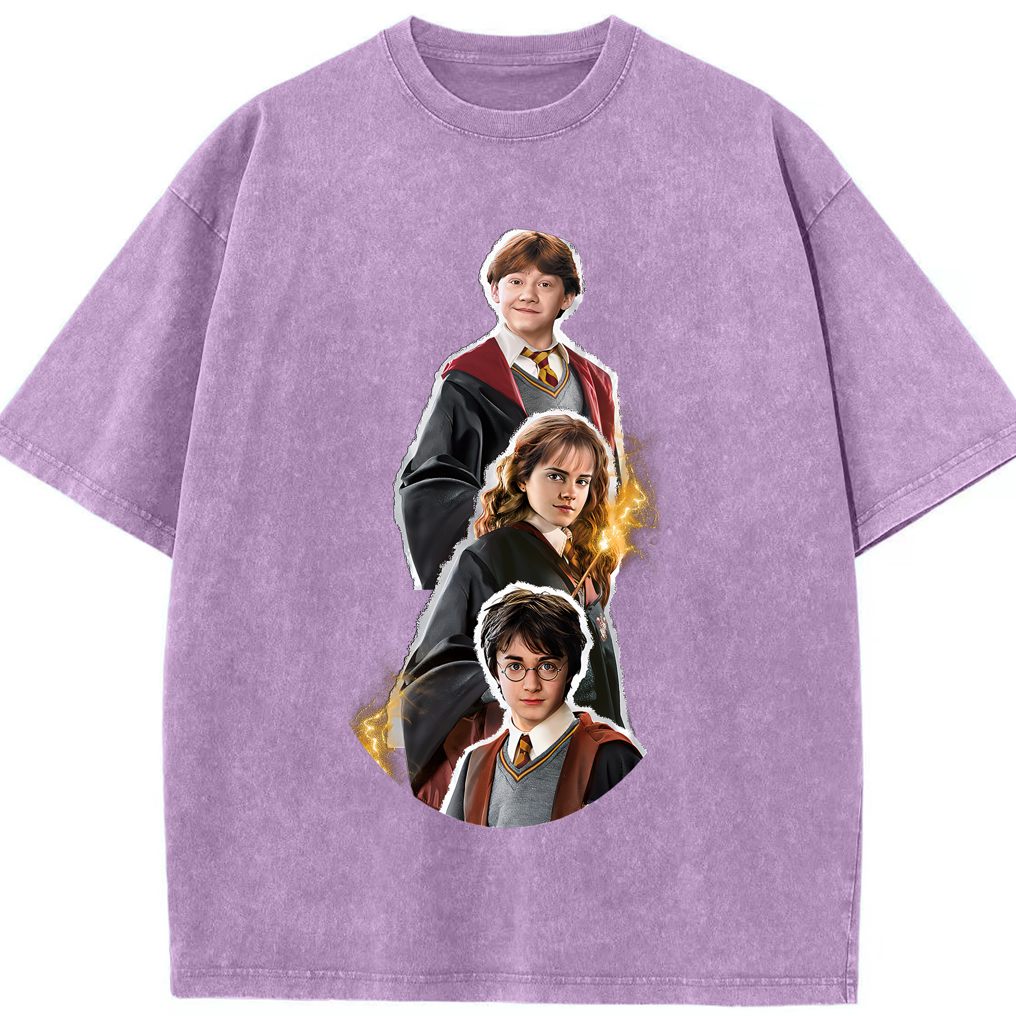（画像用） Harry Potter ハリー・ポッターシリーズ 綿100% ヴィンテージ風 半袖Tシャツ（フロントプリント）