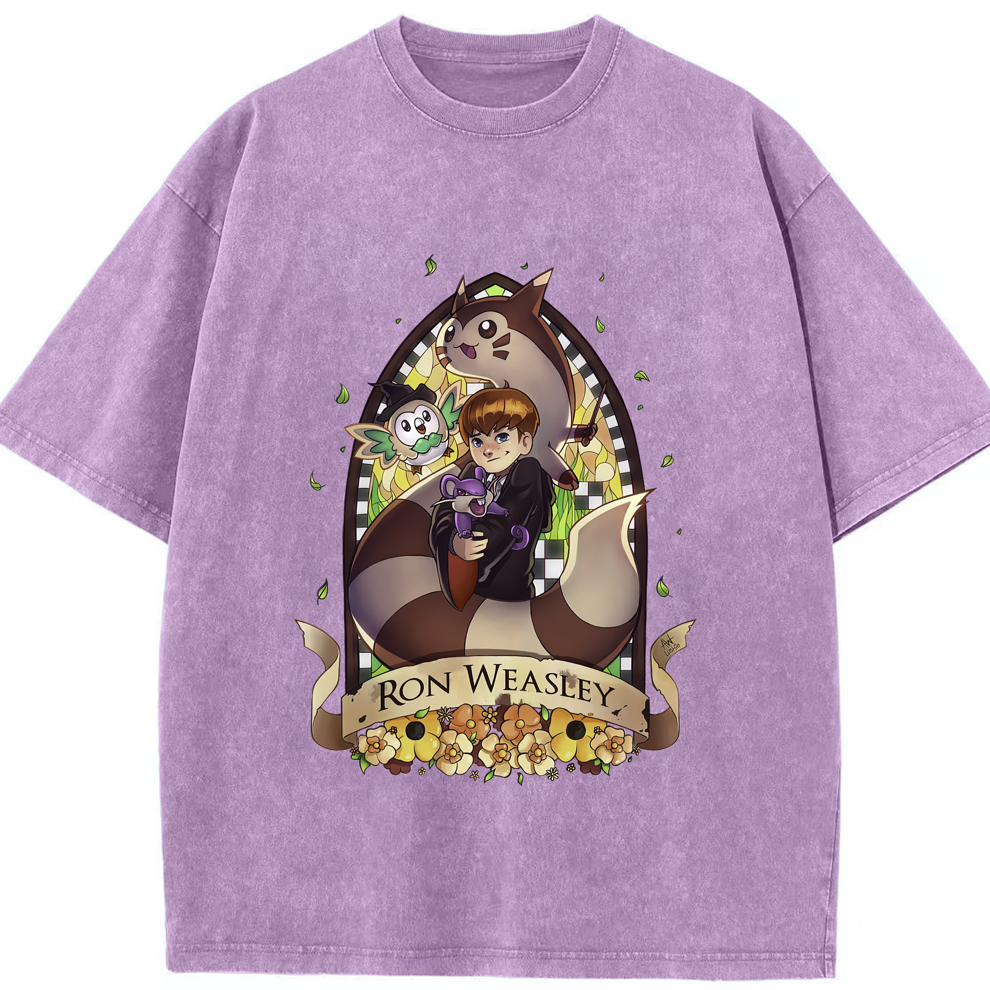 （画像用） Harry Potter ハリー・ポッターシリーズ 綿100% ヴィンテージ風 半袖Tシャツ（フロントプリント）