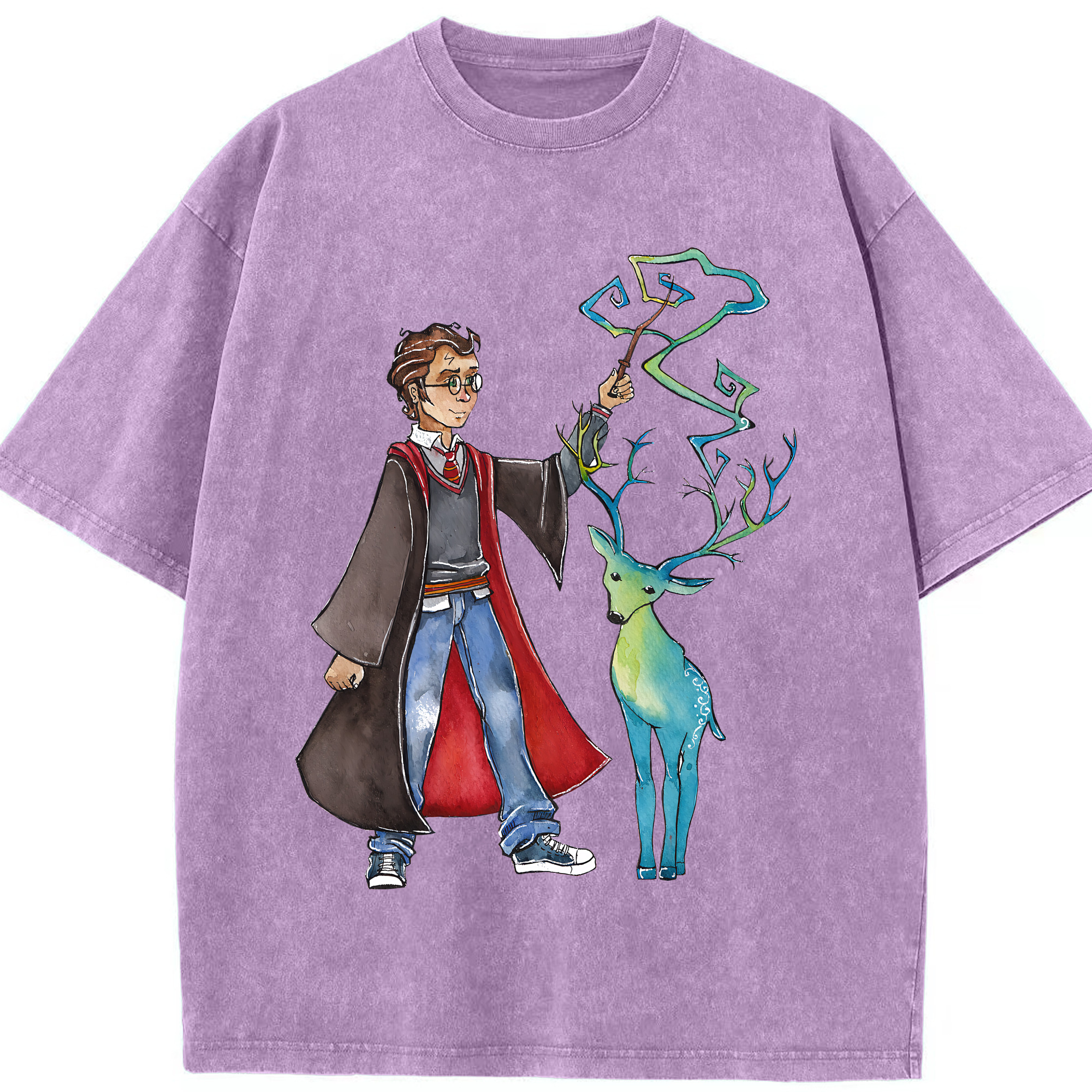 （画像用） Harry Potter ハリー・ポッターシリーズ 綿100% ヴィンテージ風 半袖Tシャツ（フロントプリント）