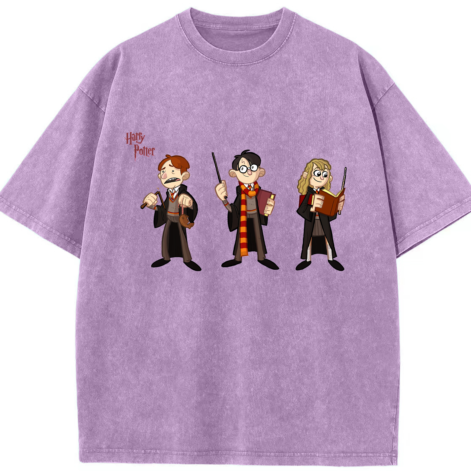 （画像用） Harry Potter ハリー・ポッターシリーズ 綿100% ヴィンテージ風 半袖Tシャツ（フロントプリント）