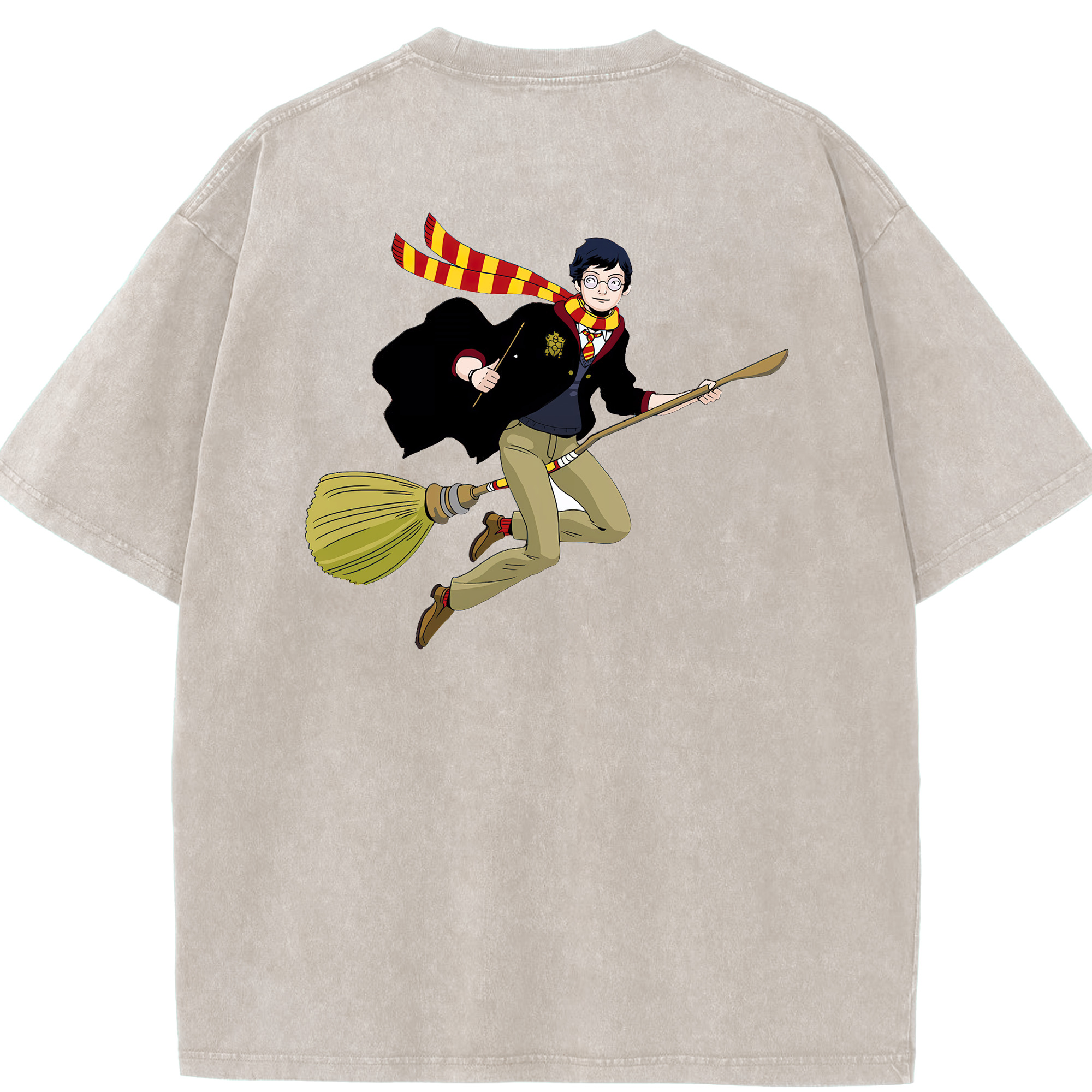 （画像用） Harry Potter ハリー・ポッターシリーズ 綿100% ヴィンテージ風 半袖Tシャツ（背面プリント）
