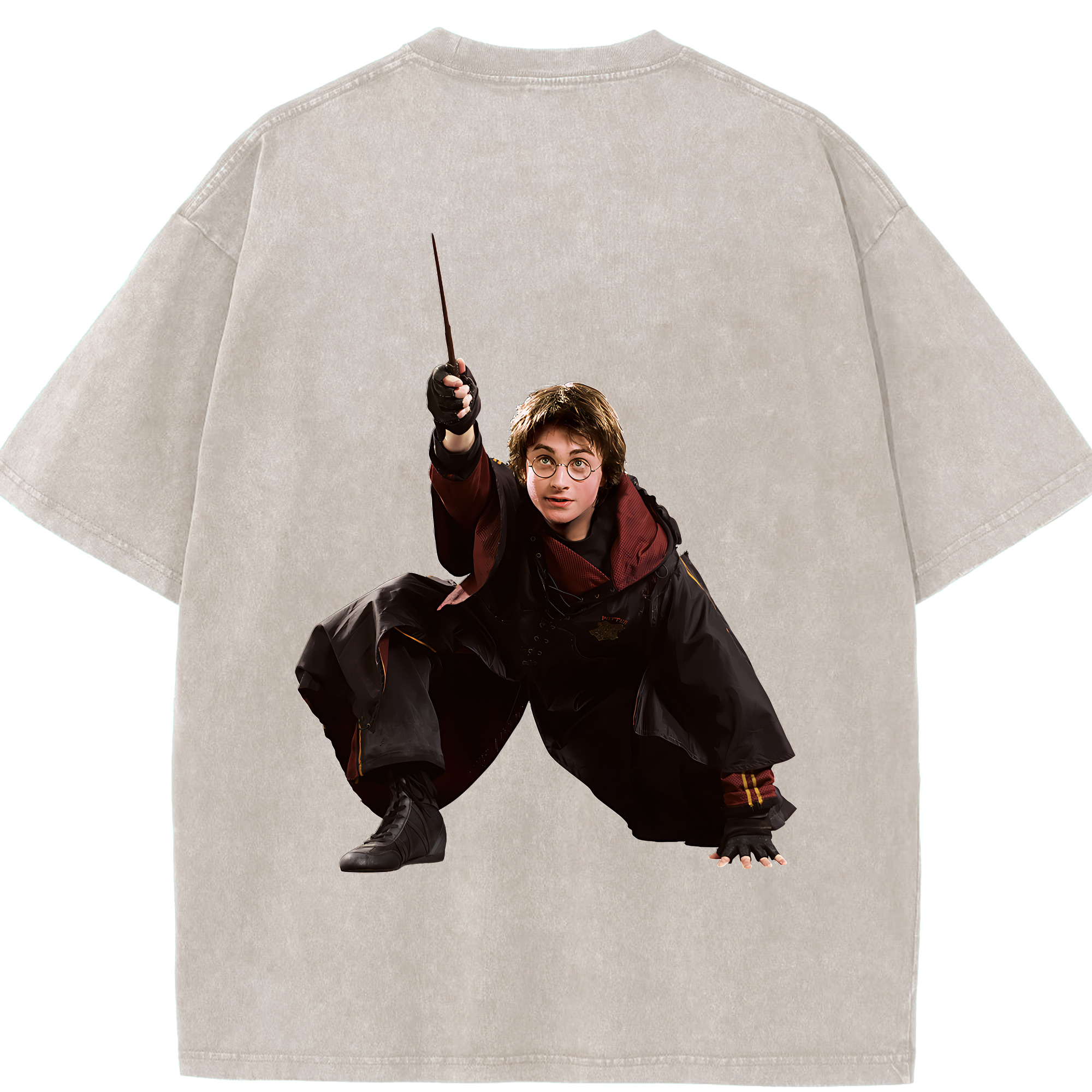 （画像用） Harry Potter ハリー・ポッターシリーズ 綿100% ヴィンテージ風 半袖Tシャツ（背面プリント）