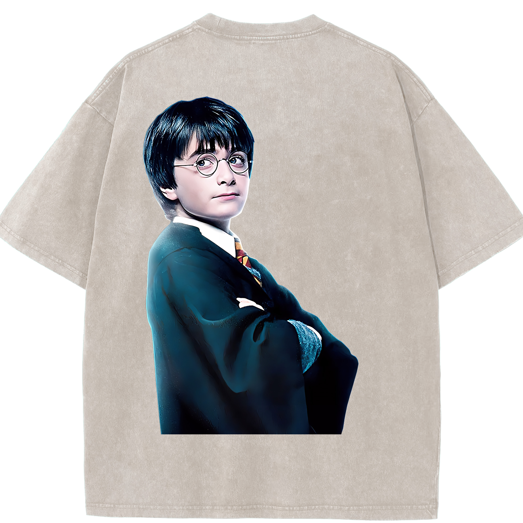 （画像用） Harry Potter ハリー・ポッターシリーズ 綿100% ヴィンテージ風 半袖Tシャツ（背面プリント）