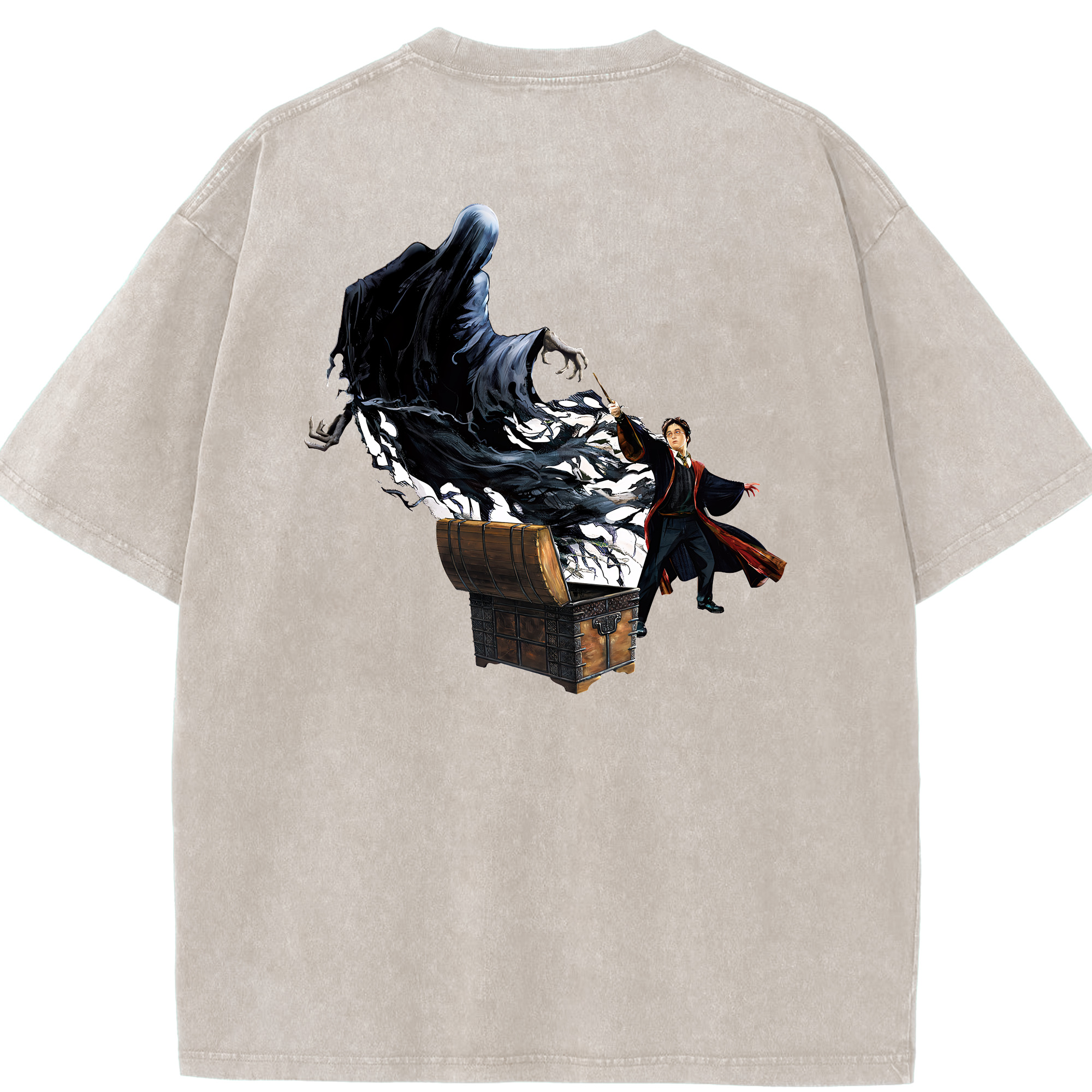 （画像用） Harry Potter ハリー・ポッターシリーズ 綿100% ヴィンテージ風 半袖Tシャツ（背面プリント）