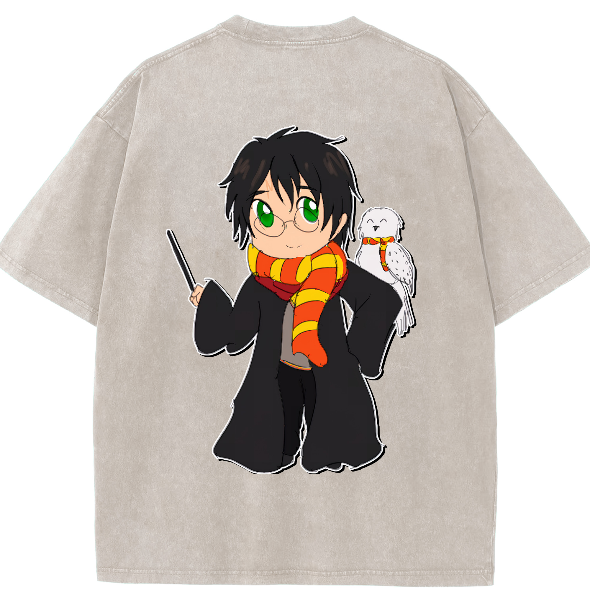 （画像用） Harry Potter ハリー・ポッターシリーズ 綿100% ヴィンテージ風 半袖Tシャツ（背面プリント）