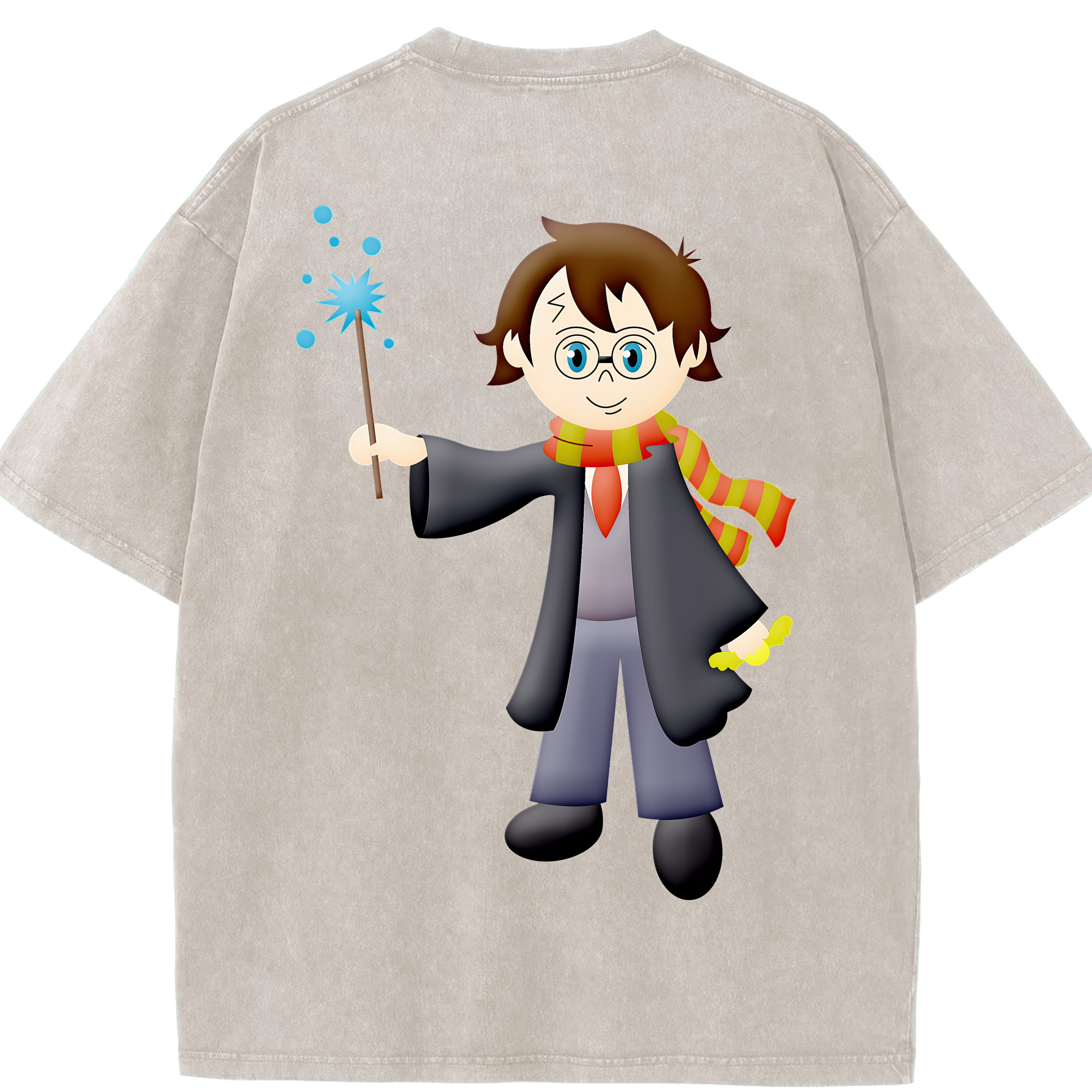 （画像用） Harry Potter ハリー・ポッターシリーズ 綿100% ヴィンテージ風 半袖Tシャツ（背面プリント）