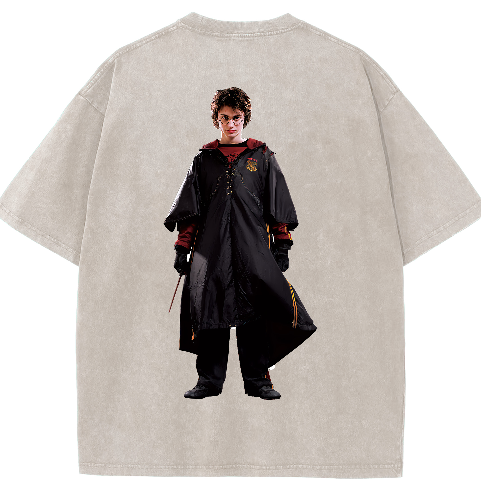 （画像用） Harry Potter ハリー・ポッターシリーズ 綿100% ヴィンテージ風 半袖Tシャツ（背面プリント）
