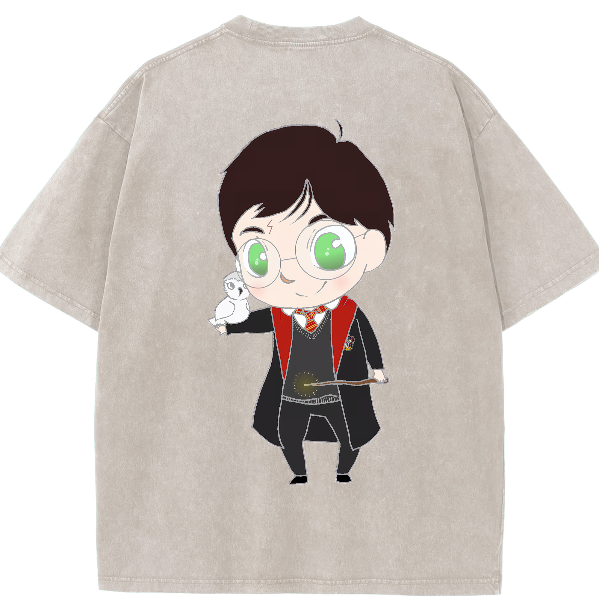 （画像用） Harry Potter ハリー・ポッターシリーズ 綿100% ヴィンテージ風 半袖Tシャツ（背面プリント）