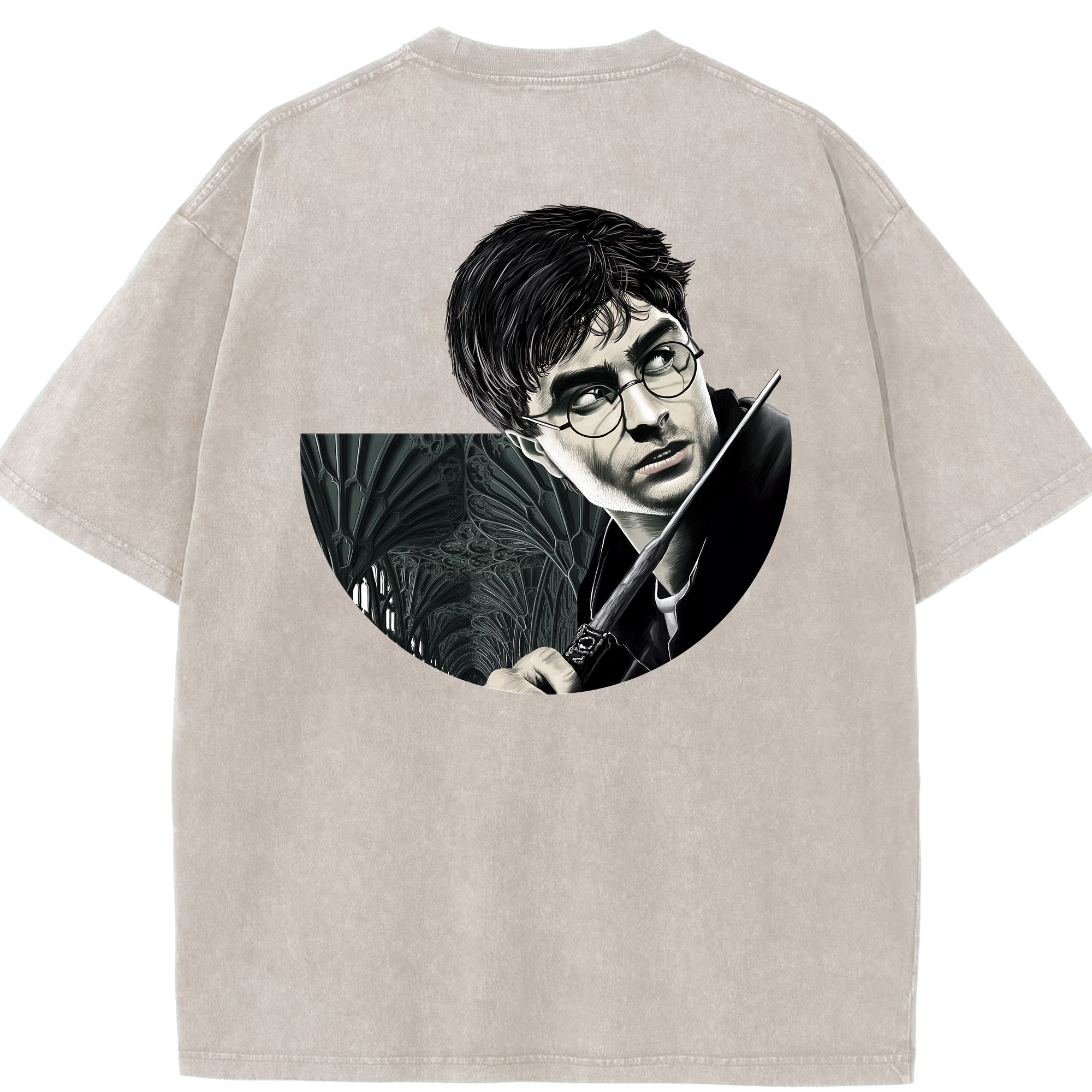（画像用） Harry Potter ハリー・ポッターシリーズ 綿100% ヴィンテージ風 半袖Tシャツ（背面プリント）