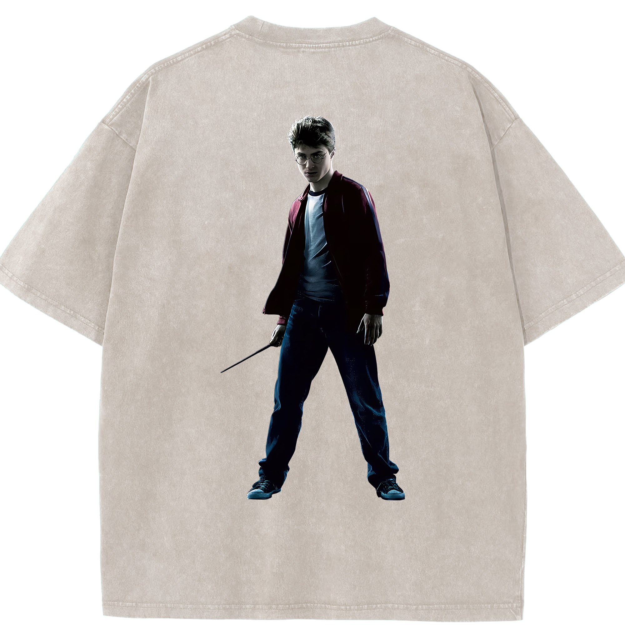 （画像用） Harry Potter ハリー・ポッターシリーズ 綿100% ヴィンテージ風 半袖Tシャツ（背面プリント）