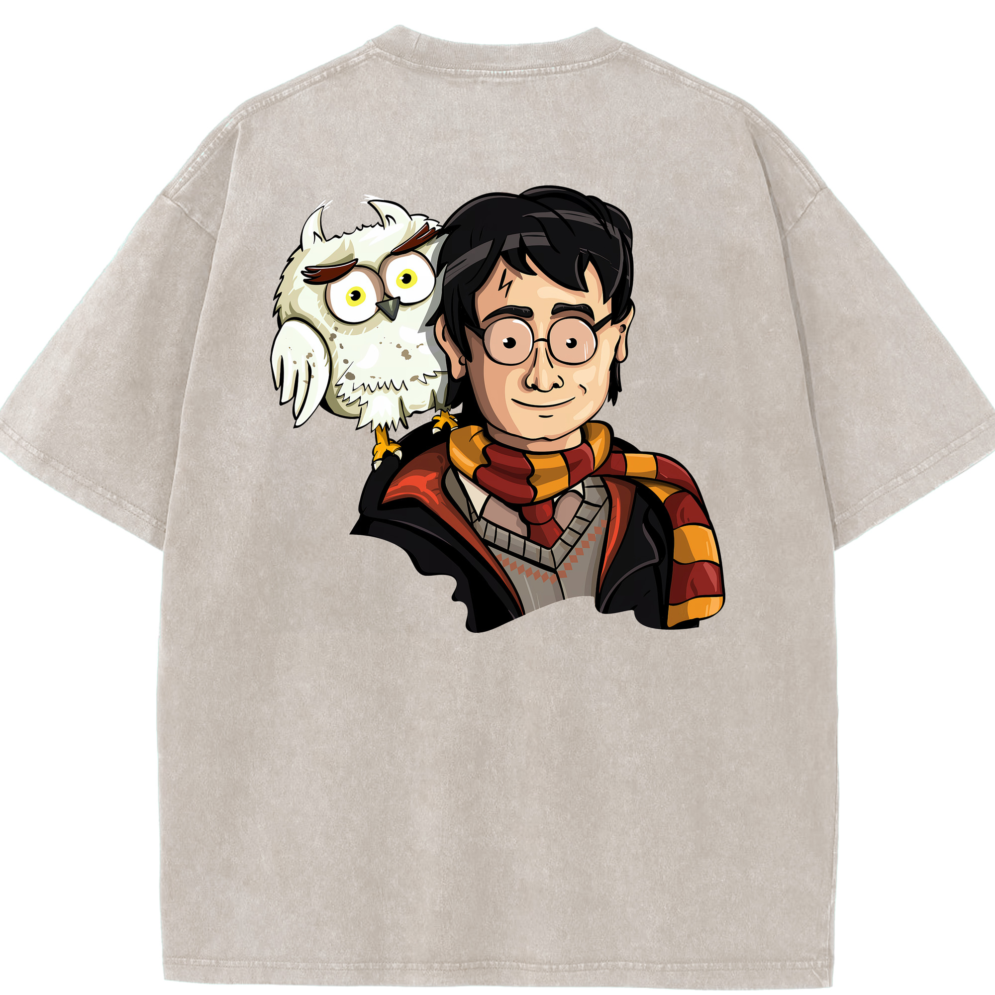 （画像用） Harry Potter ハリー・ポッターシリーズ 綿100% ヴィンテージ風 半袖Tシャツ（背面プリント）