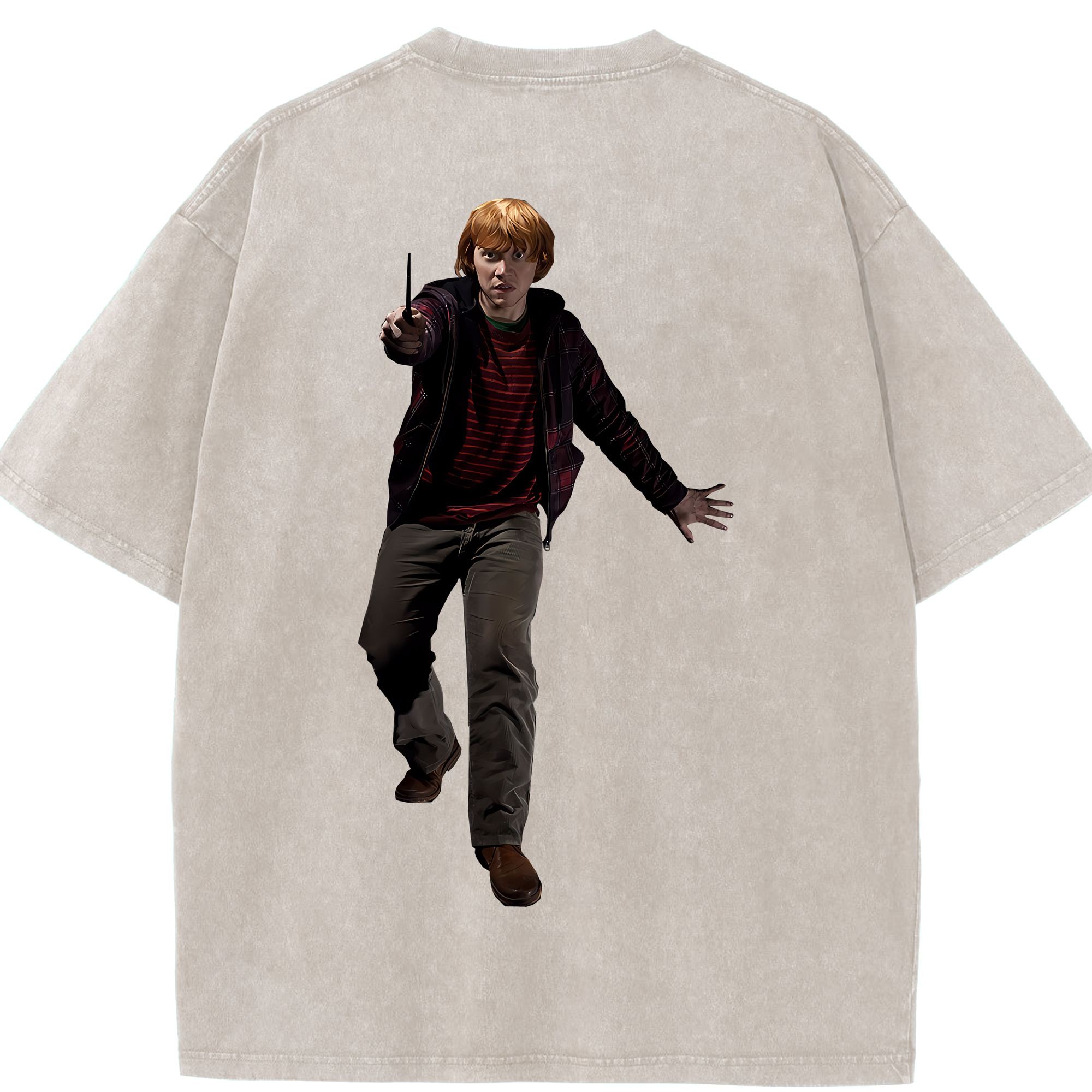 （画像用） Harry Potter ハリー・ポッターシリーズ 綿100% ヴィンテージ風 半袖Tシャツ（背面プリント）
