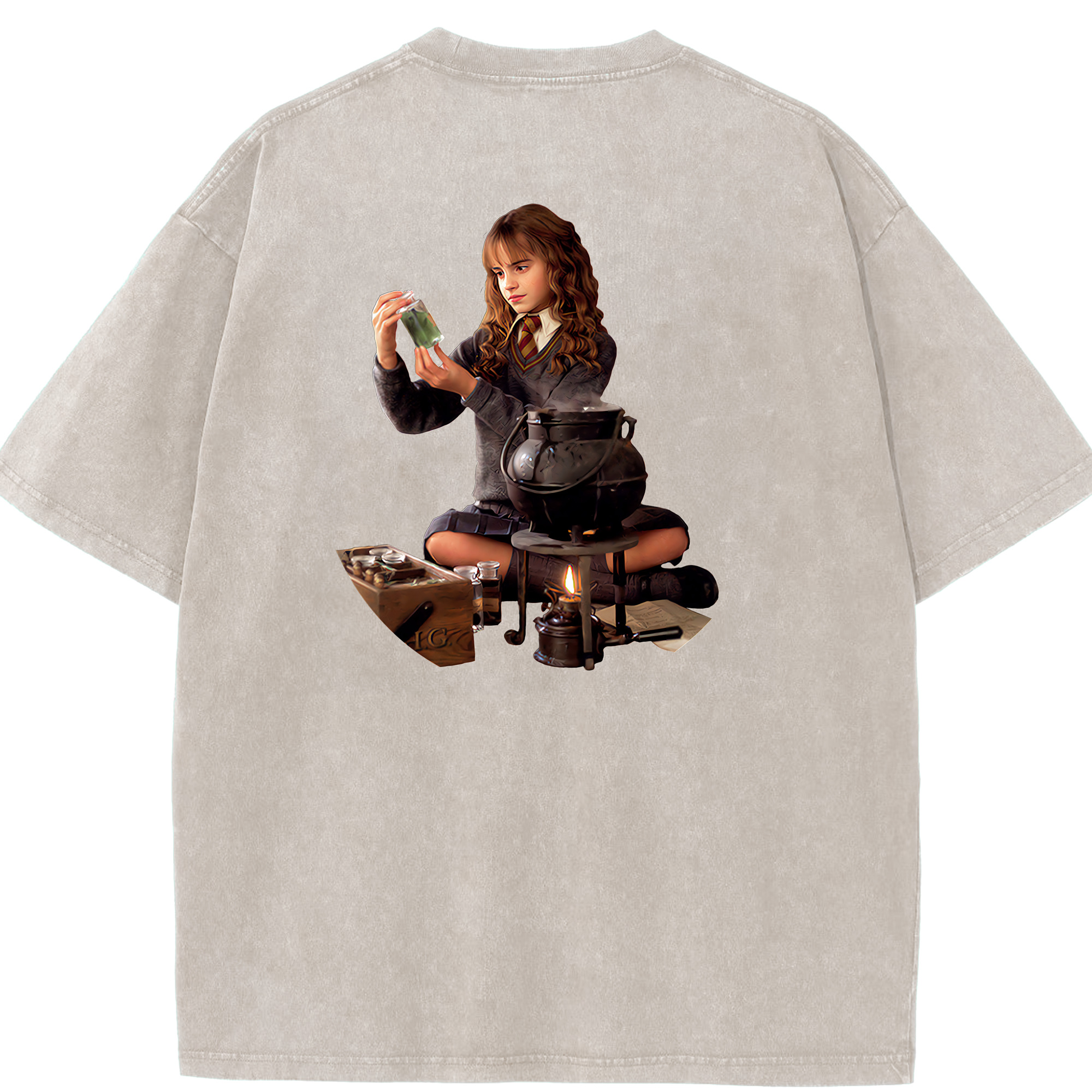 （画像用） Harry Potter ハリー・ポッターシリーズ 綿100% ヴィンテージ風 半袖Tシャツ（背面プリント）