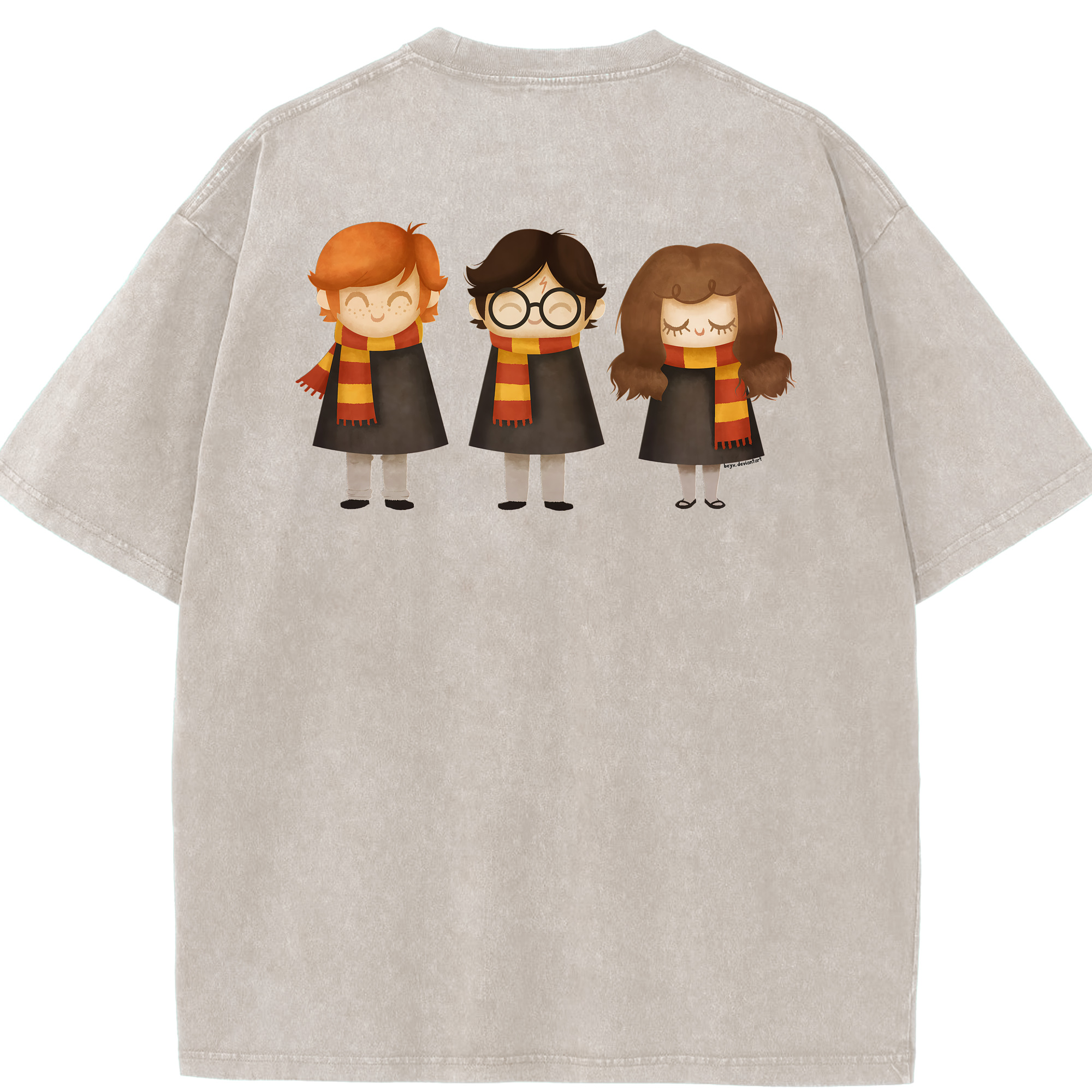 （画像用） Harry Potter ハリー・ポッターシリーズ 綿100% ヴィンテージ風 半袖Tシャツ（背面プリント）