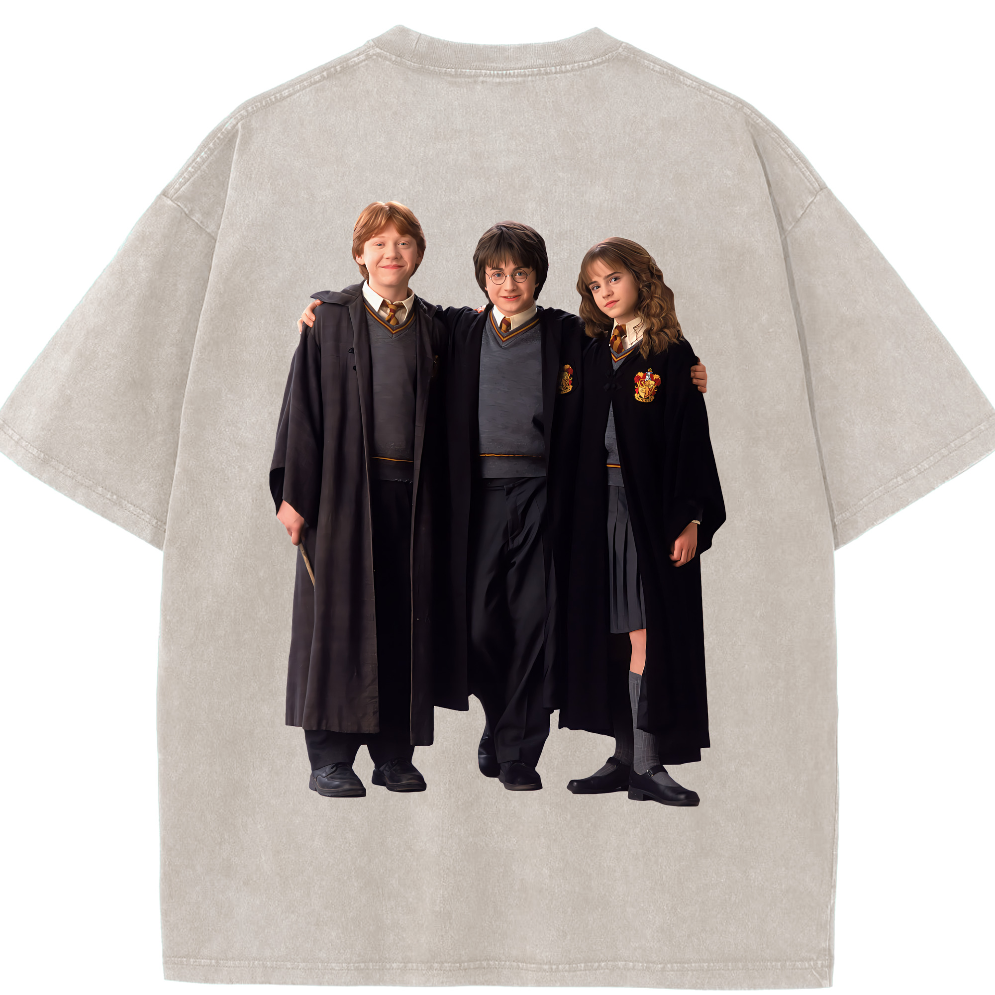 （画像用） Harry Potter ハリー・ポッターシリーズ 綿100% ヴィンテージ風 半袖Tシャツ（背面プリント）