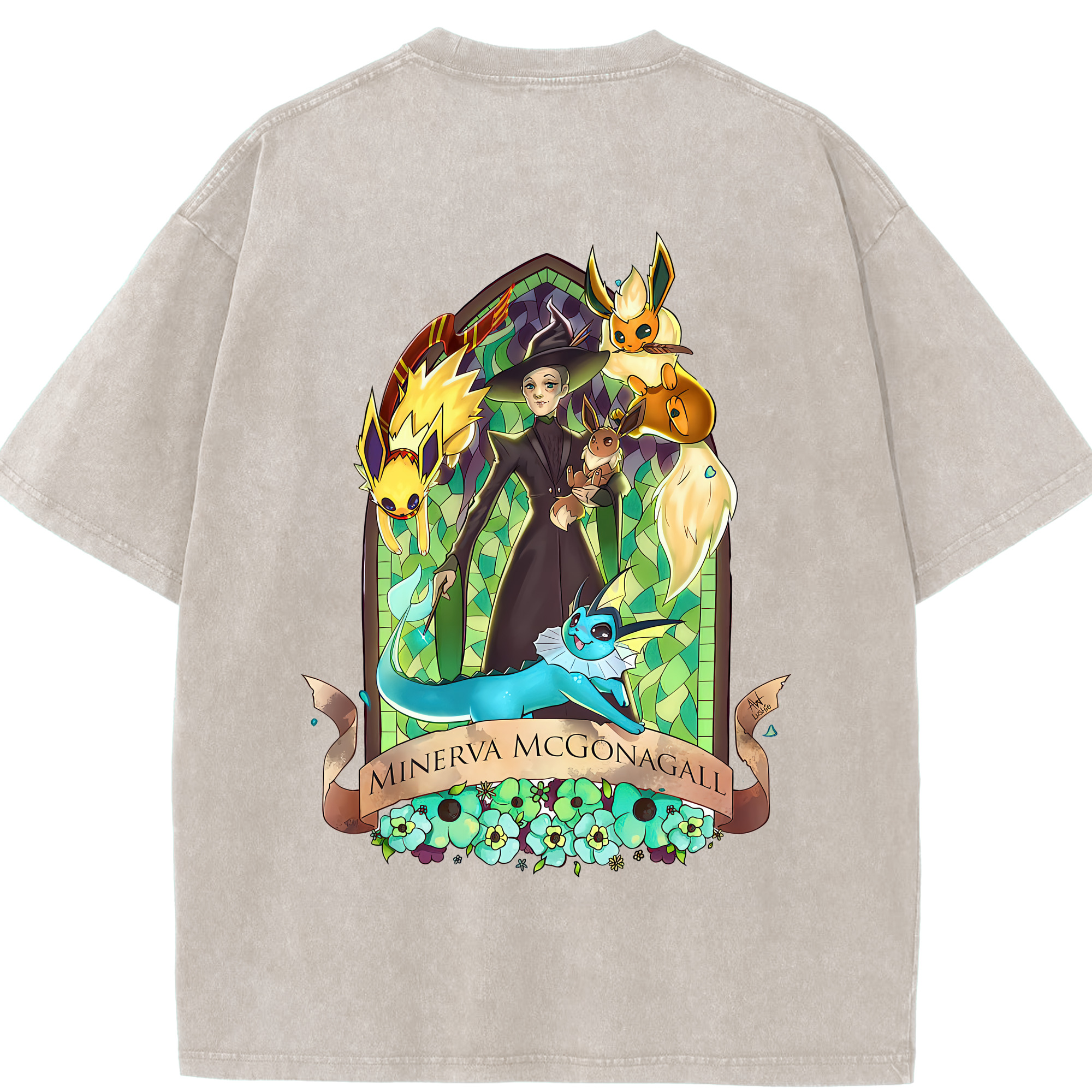 （画像用） Harry Potter ハリー・ポッターシリーズ 綿100% ヴィンテージ風 半袖Tシャツ（背面プリント）