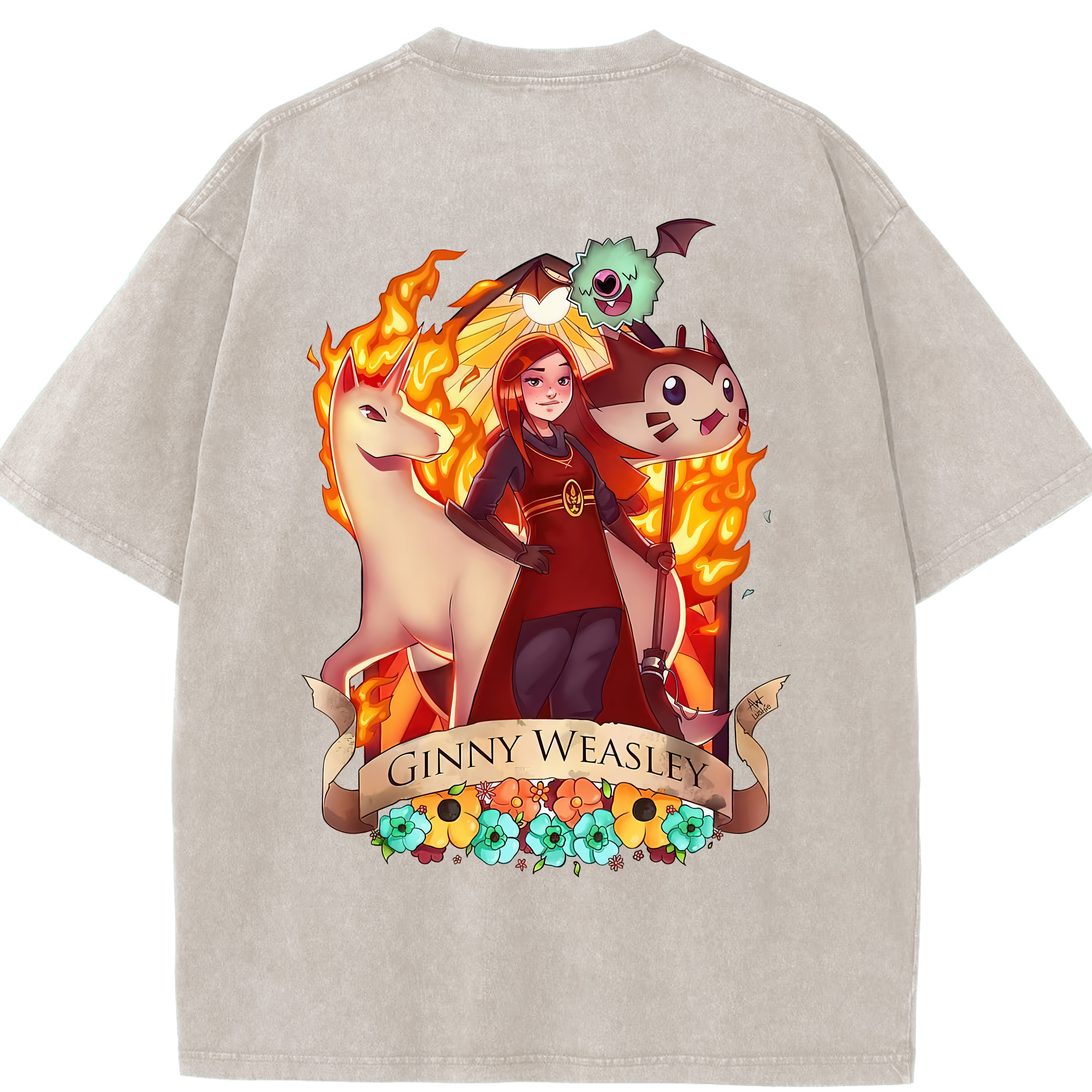 （画像用） Harry Potter ハリー・ポッターシリーズ 綿100% ヴィンテージ風 半袖Tシャツ（背面プリント）