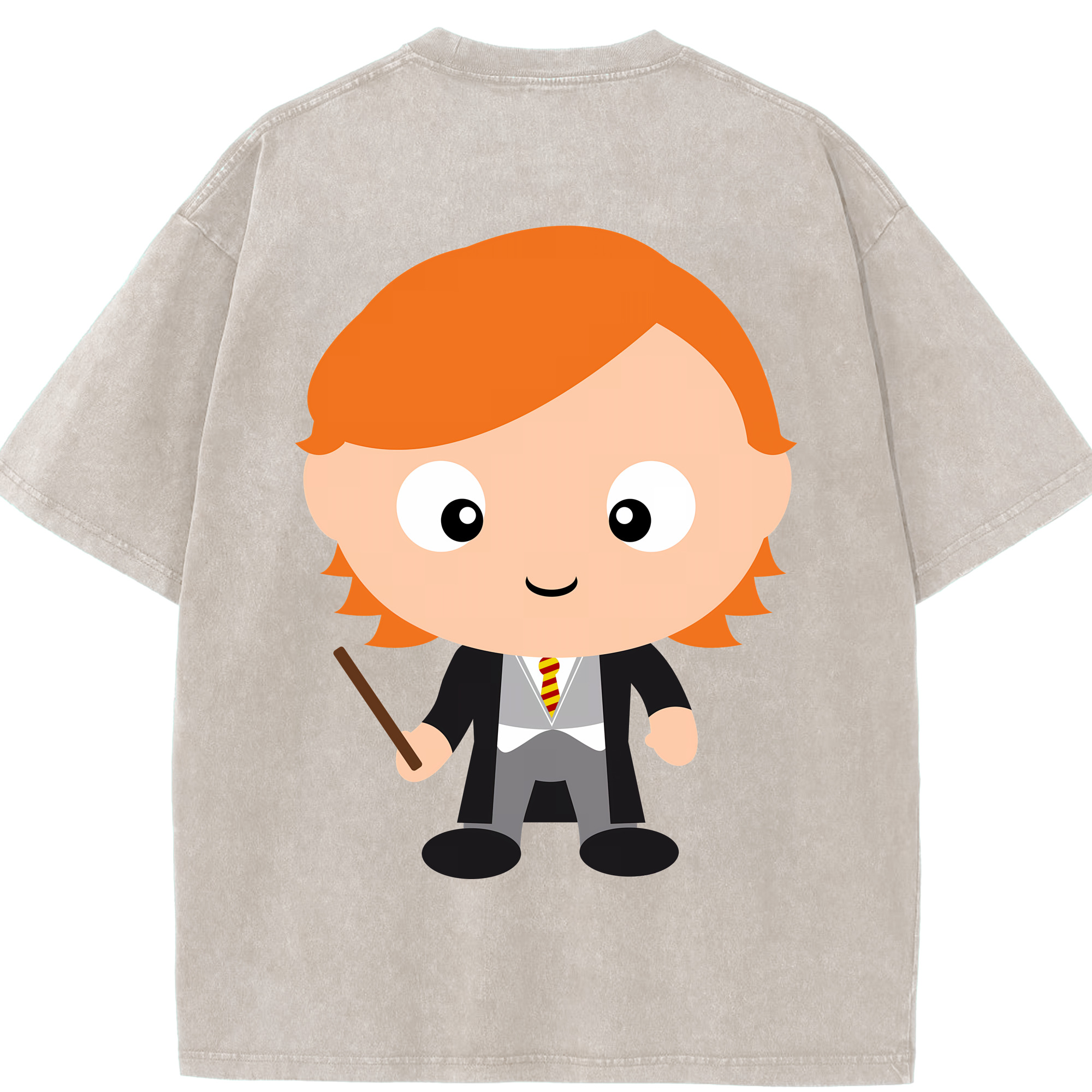 （画像用） Harry Potter ハリー・ポッターシリーズ 綿100% ヴィンテージ風 半袖Tシャツ（背面プリント）