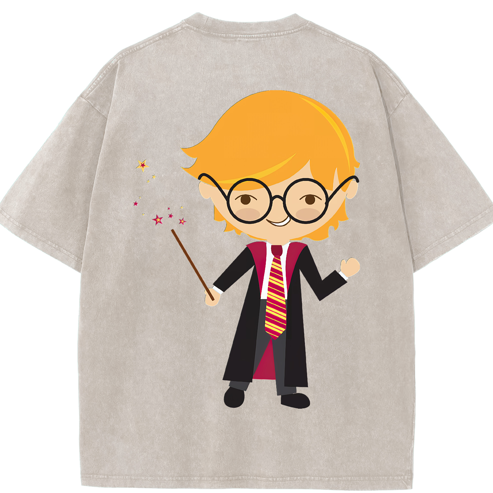 （画像用） Harry Potter ハリー・ポッターシリーズ 綿100% ヴィンテージ風 半袖Tシャツ（背面プリント）