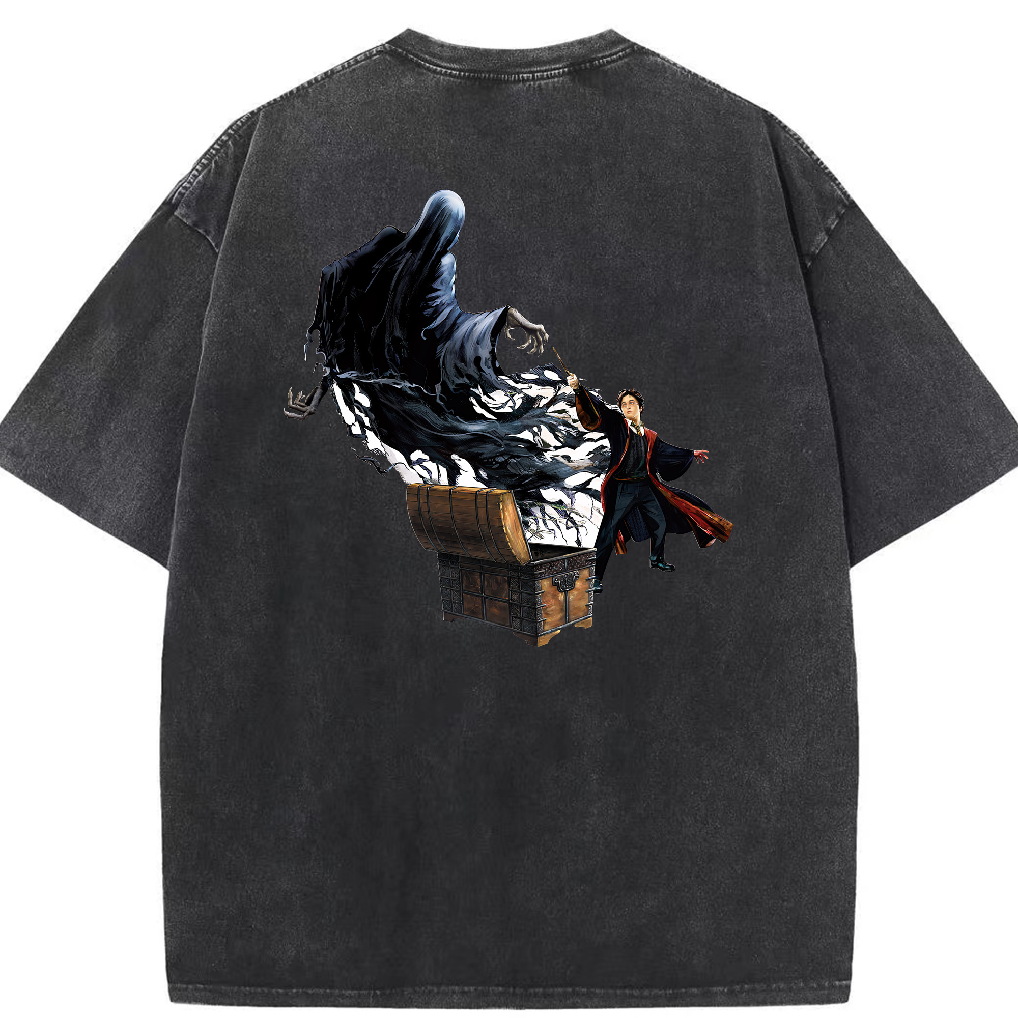（画像用） Harry Potter ハリー・ポッターシリーズ 綿100% ヴィンテージ風 半袖Tシャツ（背面プリント）