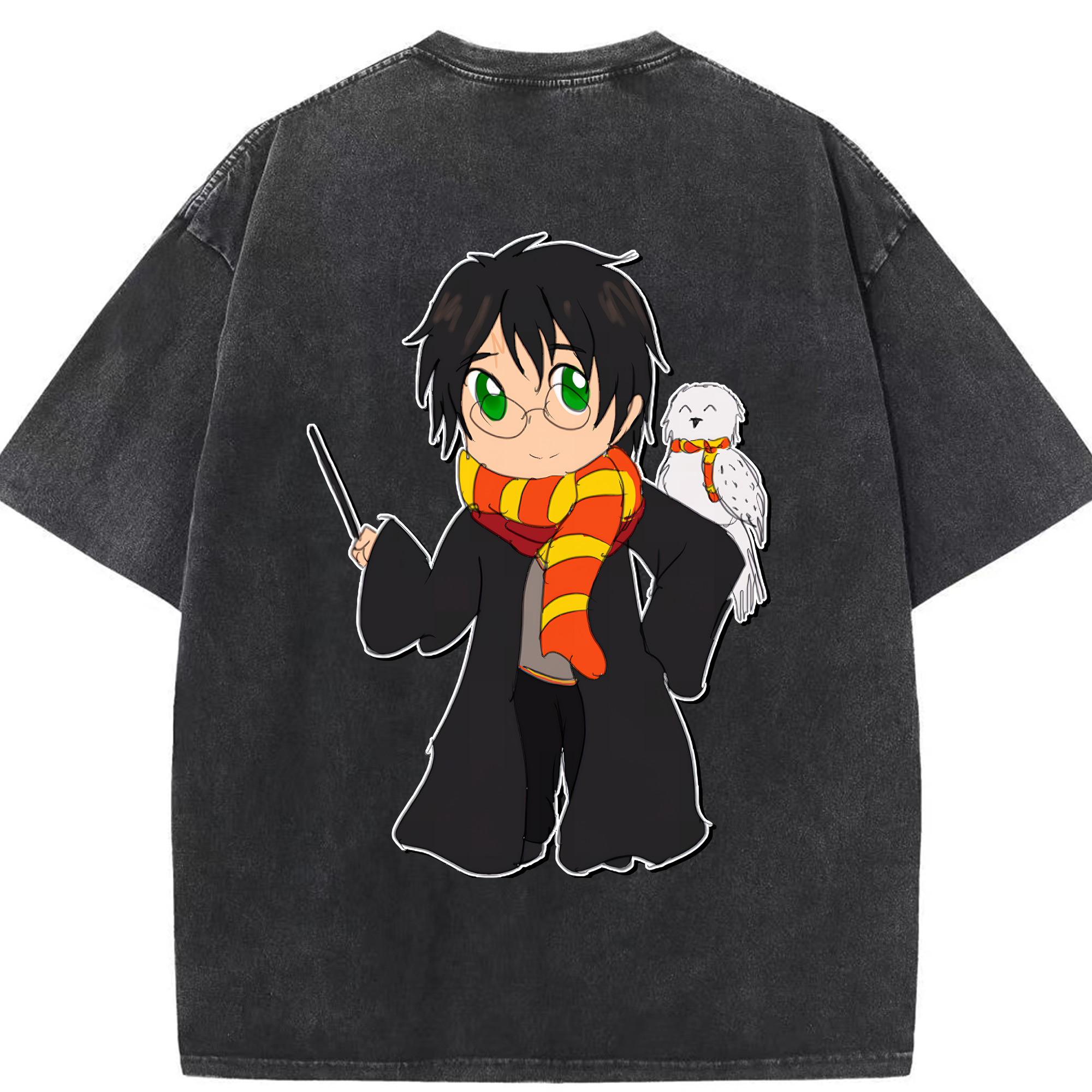 （画像用） Harry Potter ハリー・ポッターシリーズ 綿100% ヴィンテージ風 半袖Tシャツ（背面プリント）