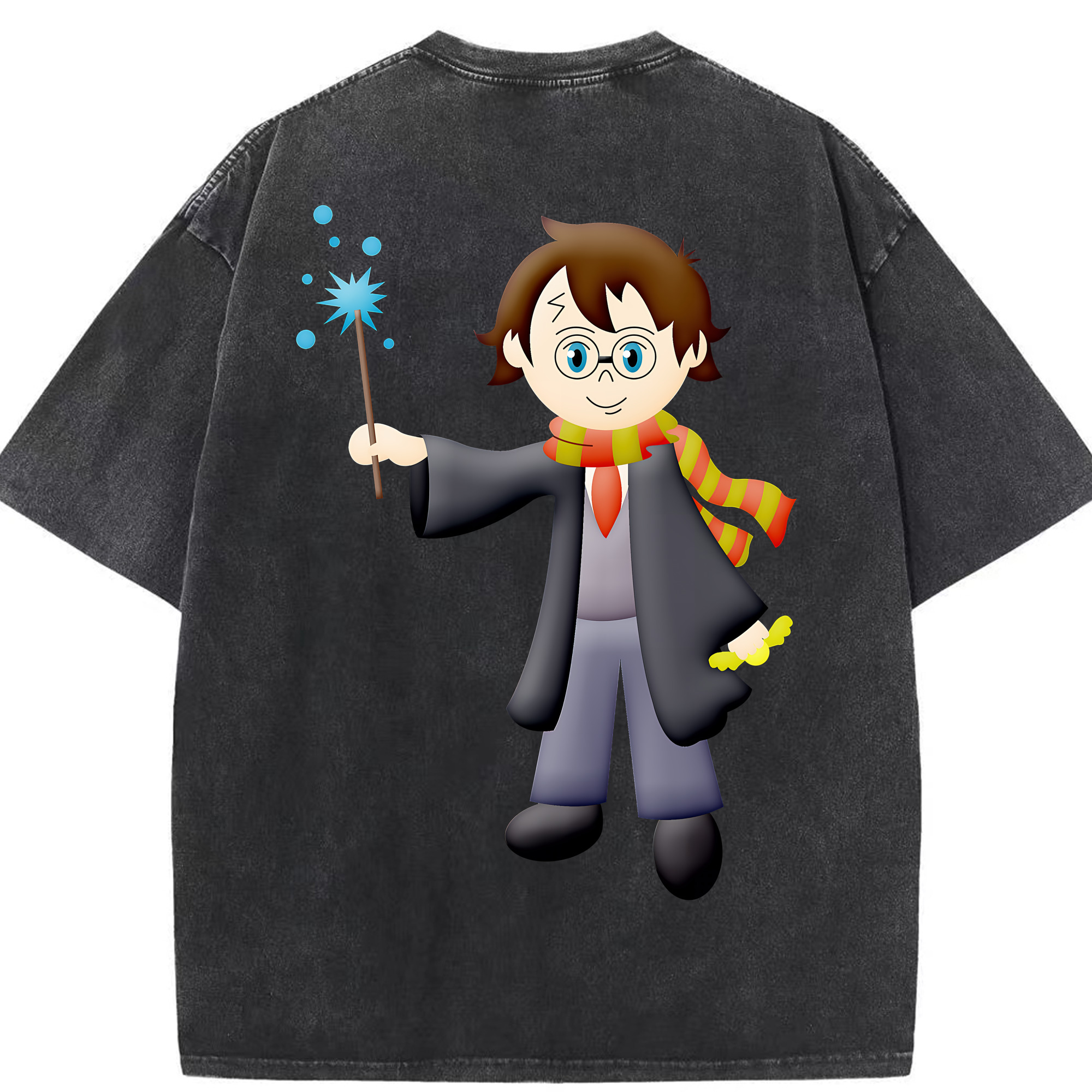 （画像用） Harry Potter ハリー・ポッターシリーズ 綿100% ヴィンテージ風 半袖Tシャツ（背面プリント）
