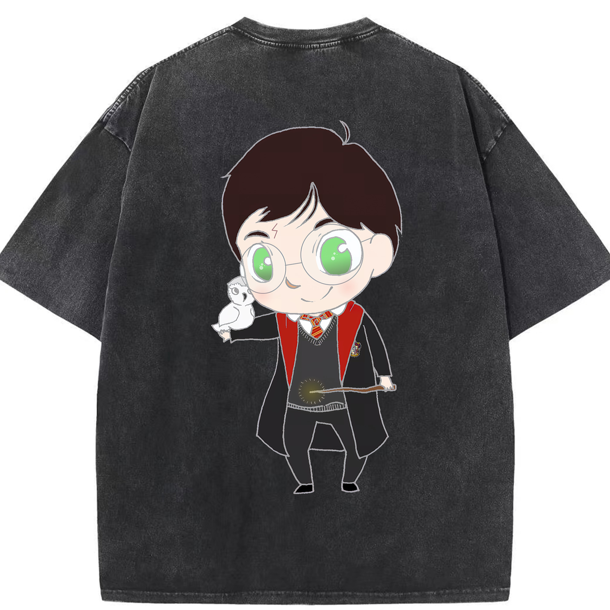 （画像用） Harry Potter ハリー・ポッターシリーズ 綿100% ヴィンテージ風 半袖Tシャツ（背面プリント）