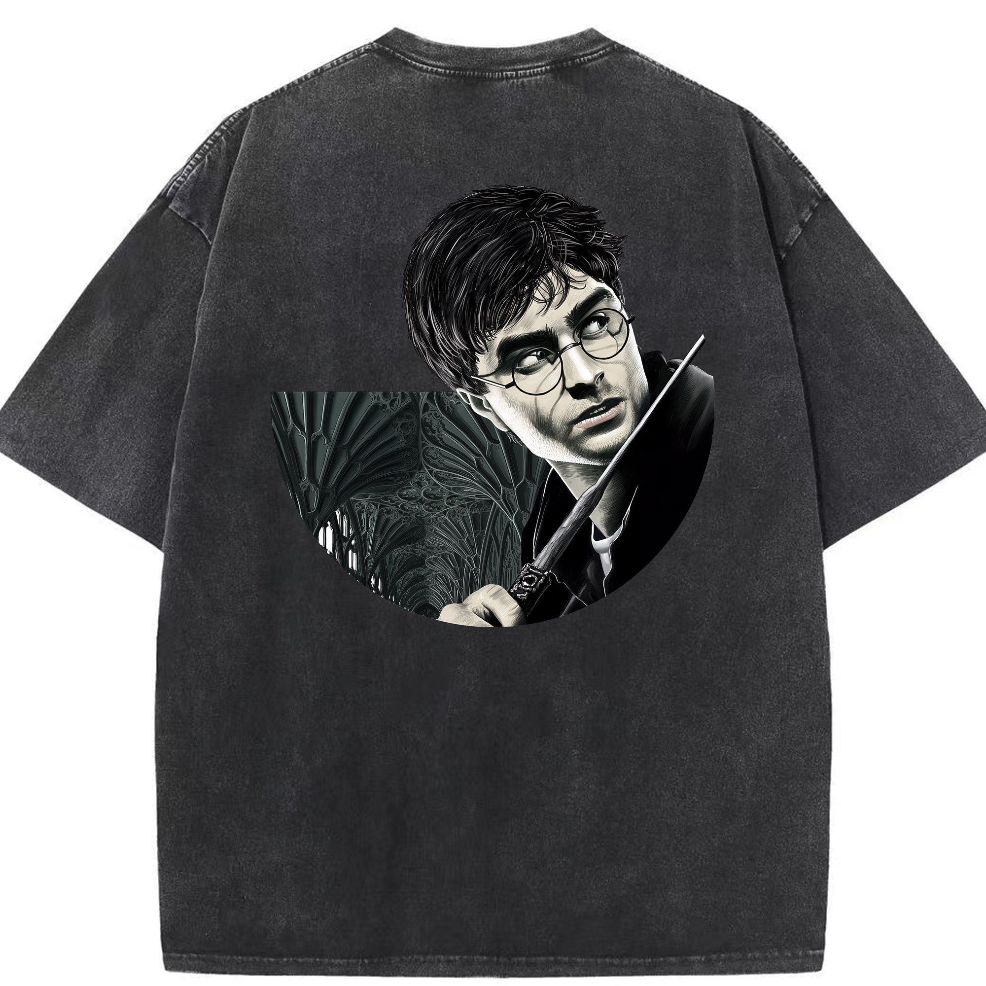 （画像用） Harry Potter ハリー・ポッターシリーズ 綿100% ヴィンテージ風 半袖Tシャツ（背面プリント）