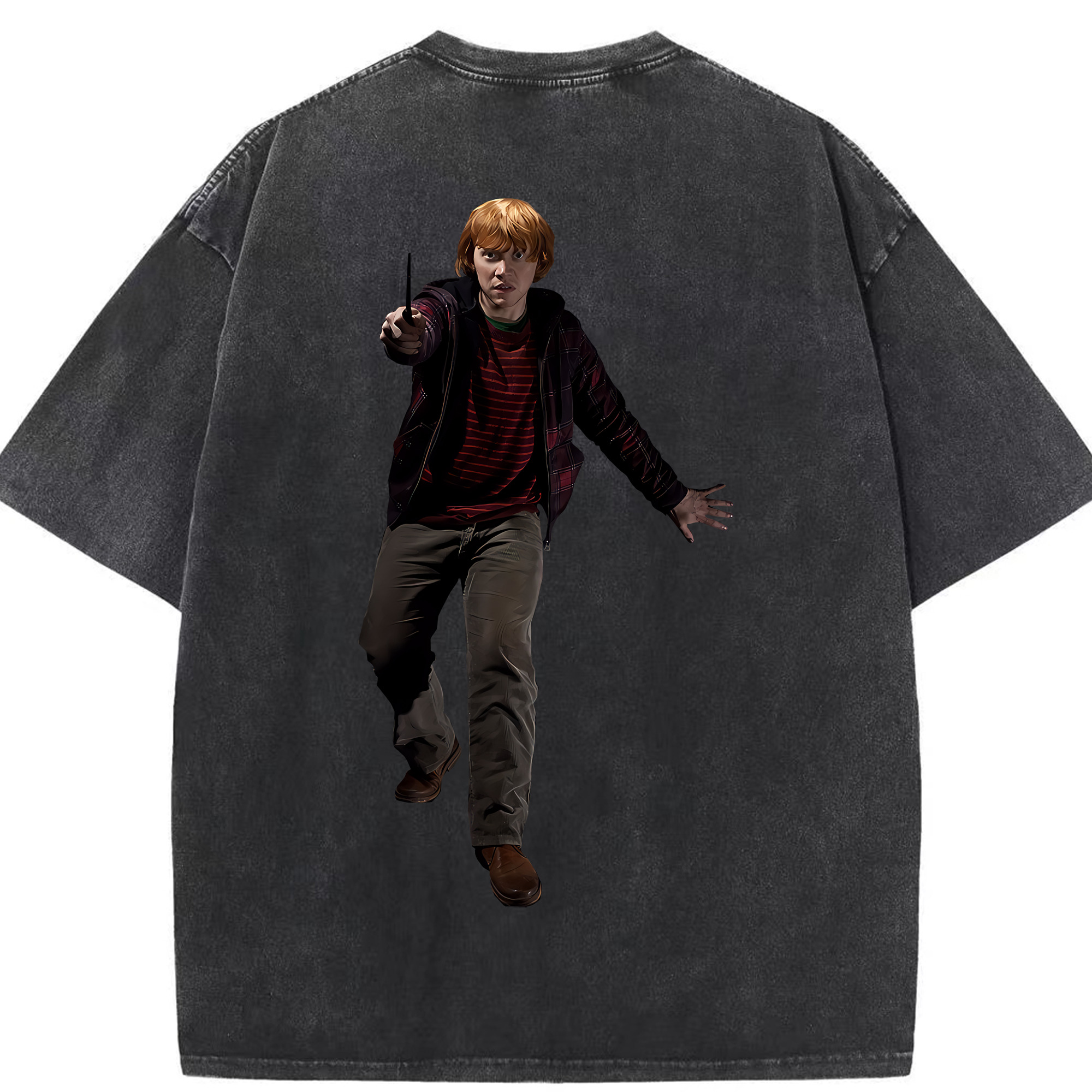 （画像用） Harry Potter ハリー・ポッターシリーズ 綿100% ヴィンテージ風 半袖Tシャツ（背面プリント）