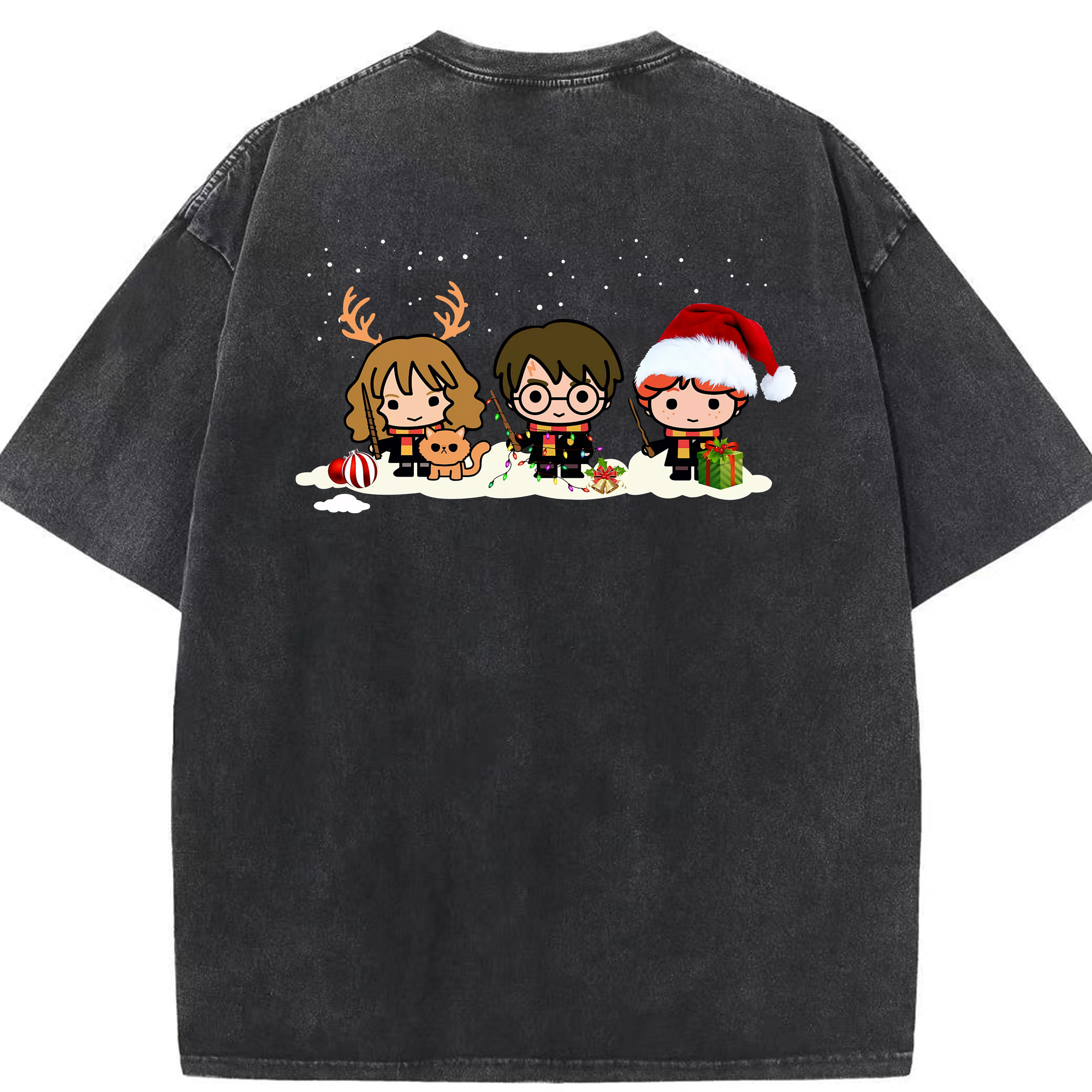 （画像用） Harry Potter ハリー・ポッターシリーズ 綿100% ヴィンテージ風 半袖Tシャツ（背面プリント）