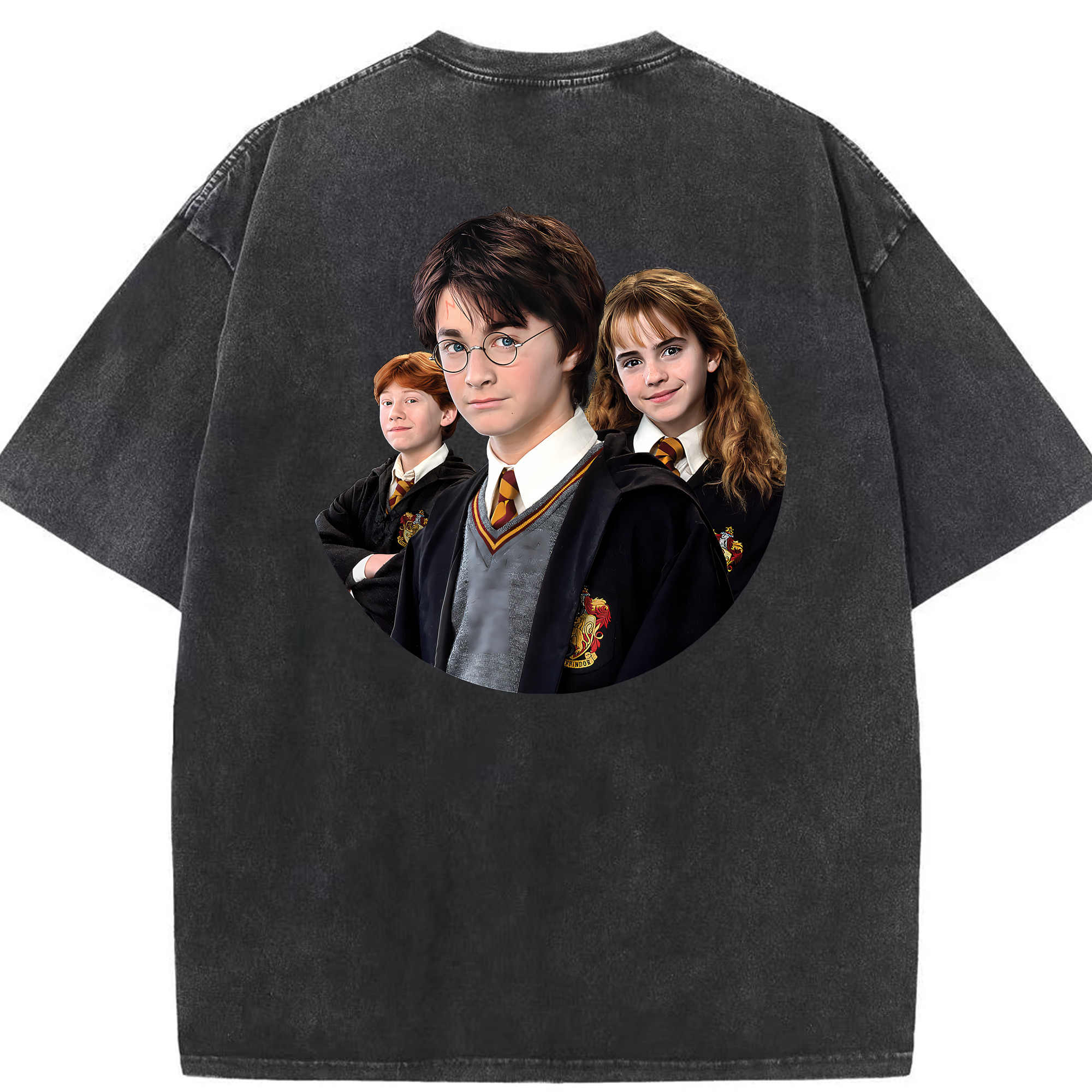 （画像用） Harry Potter ハリー・ポッターシリーズ 綿100% ヴィンテージ風 半袖Tシャツ（背面プリント）