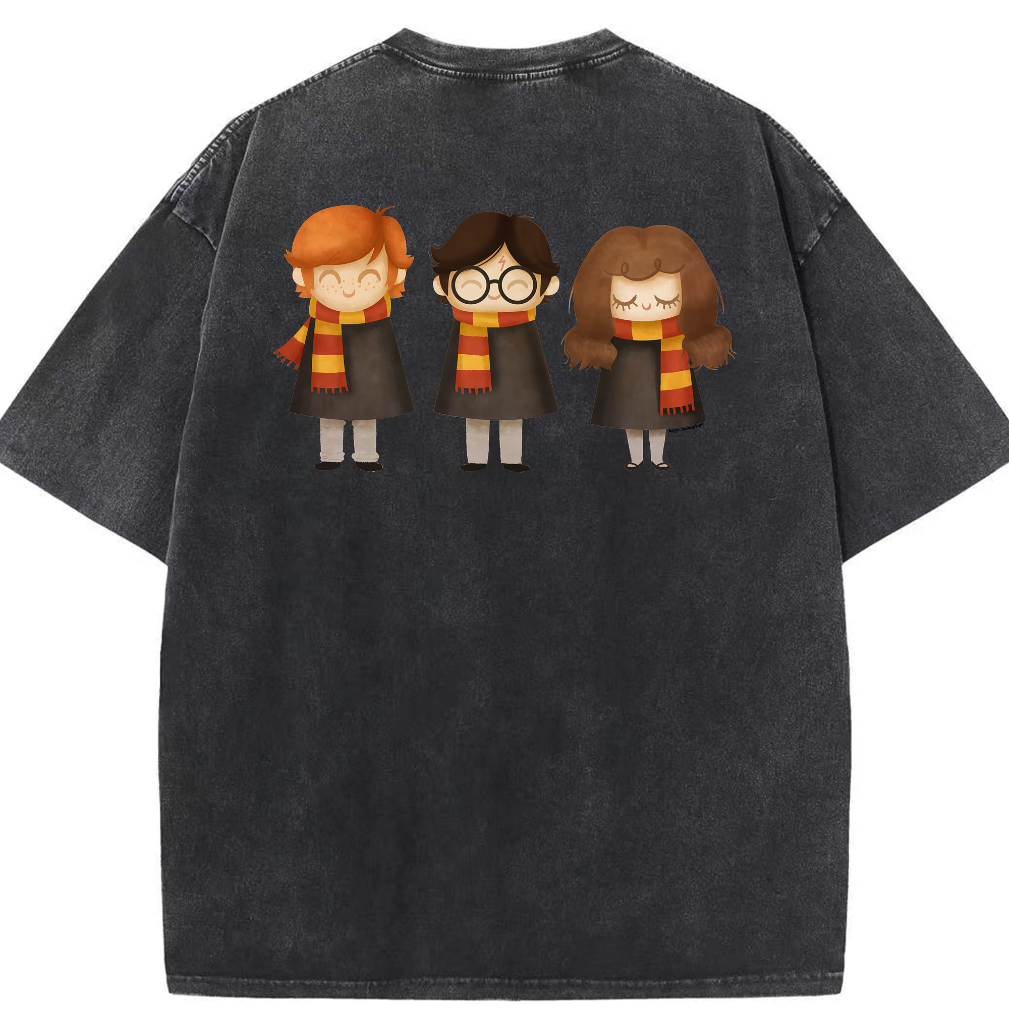 （画像用） Harry Potter ハリー・ポッターシリーズ 綿100% ヴィンテージ風 半袖Tシャツ（背面プリント）