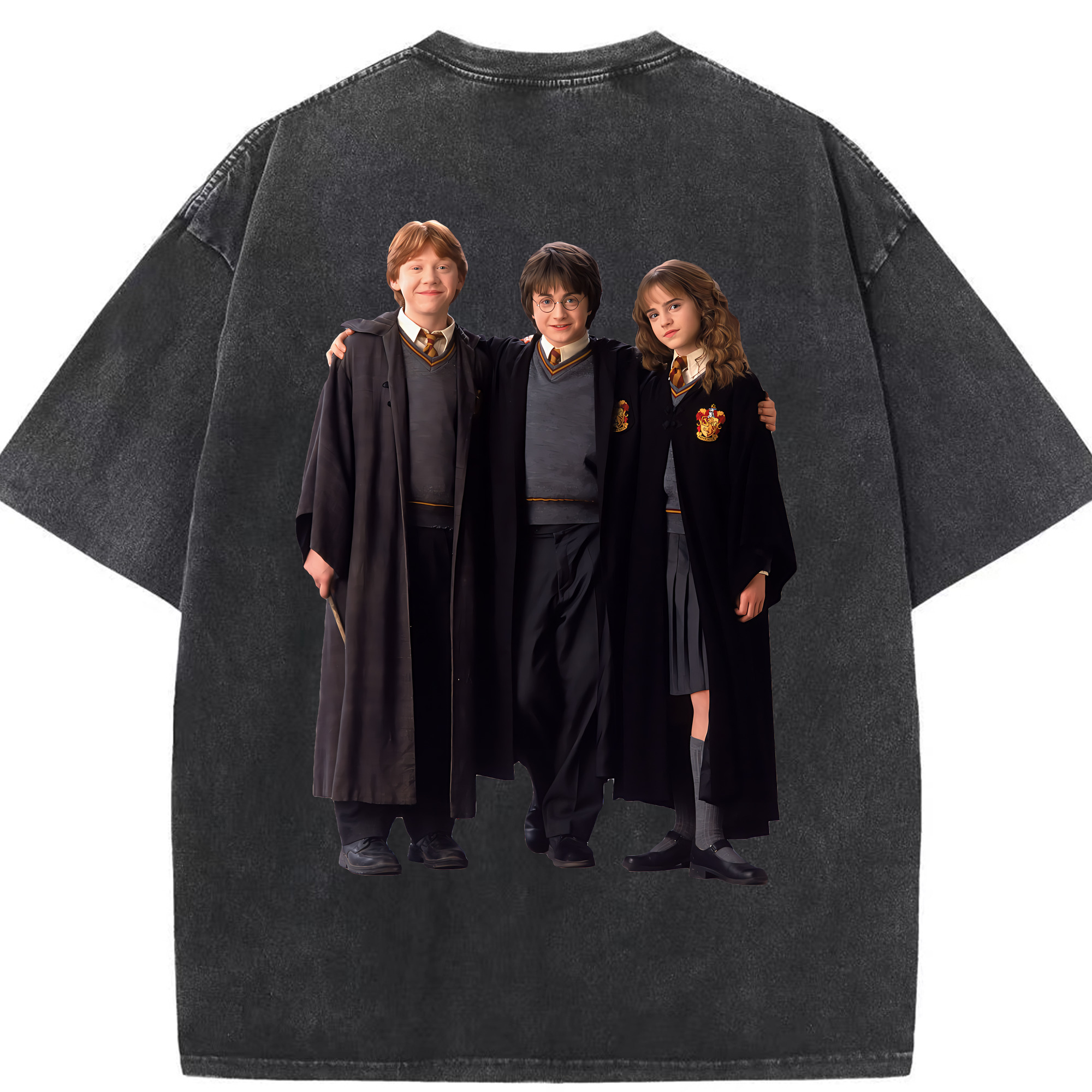 （画像用） Harry Potter ハリー・ポッターシリーズ 綿100% ヴィンテージ風 半袖Tシャツ（背面プリント）