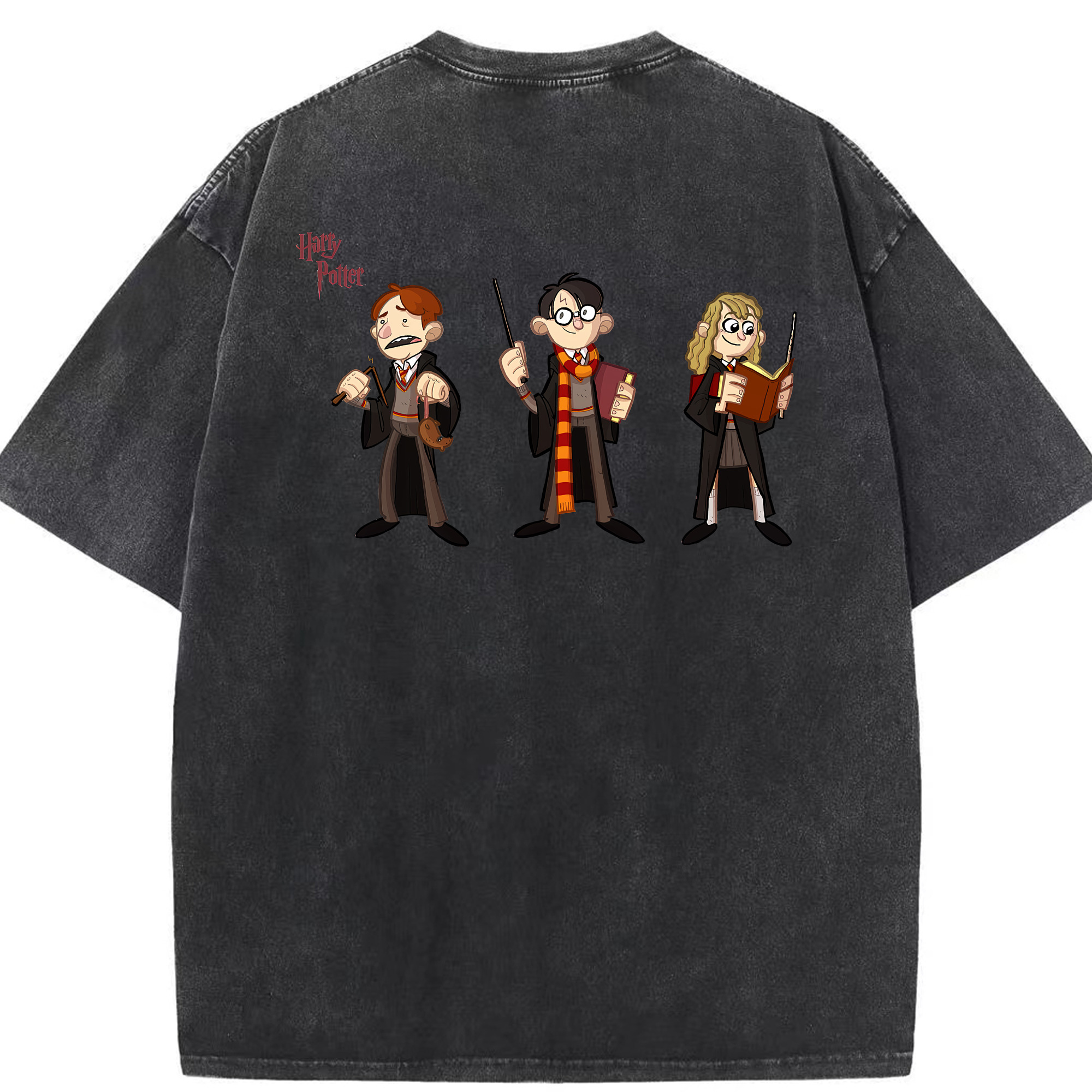 （画像用） Harry Potter ハリー・ポッターシリーズ 綿100% ヴィンテージ風 半袖Tシャツ（背面プリント）