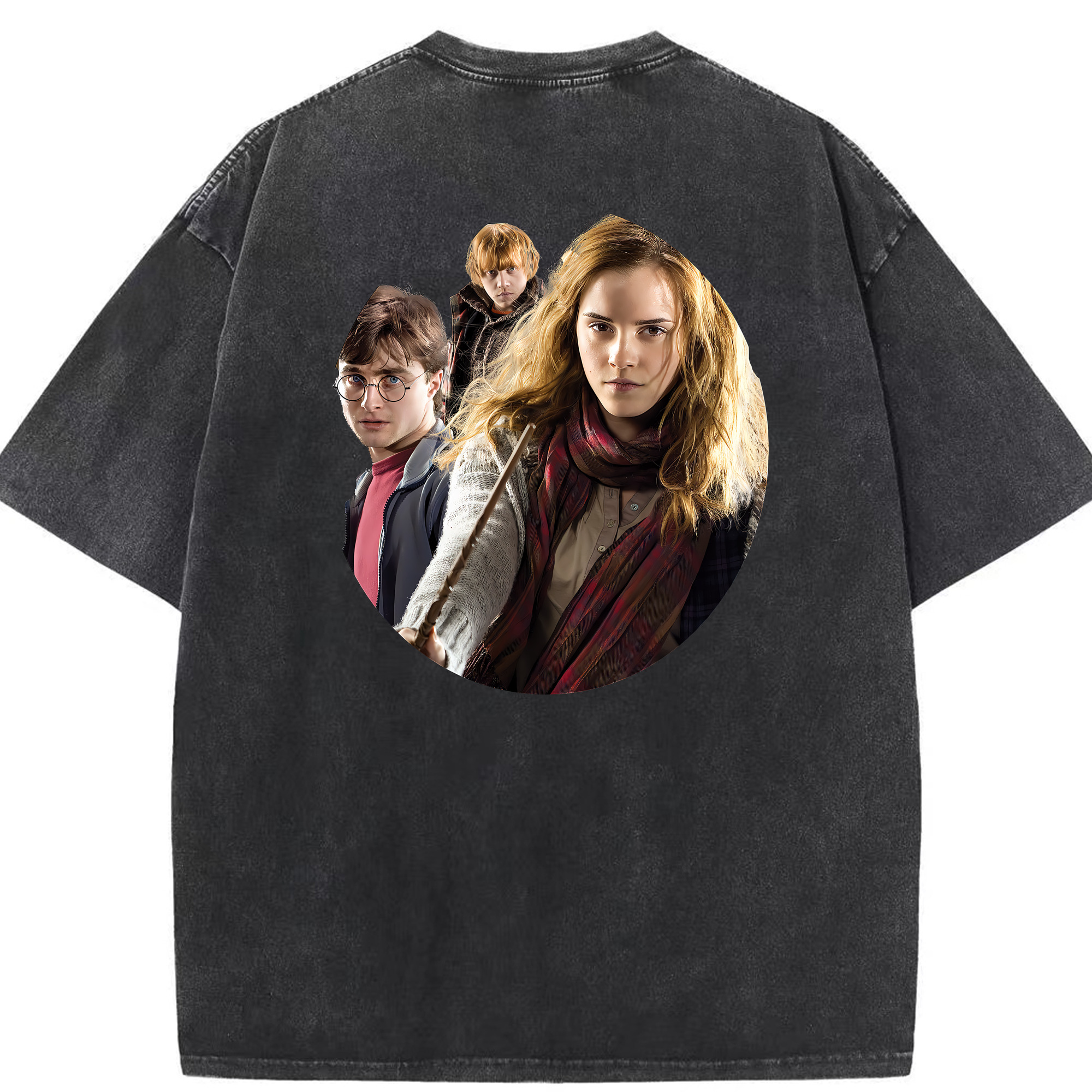 （画像用） Harry Potter ハリー・ポッターシリーズ 綿100% ヴィンテージ風 半袖Tシャツ（背面プリント）