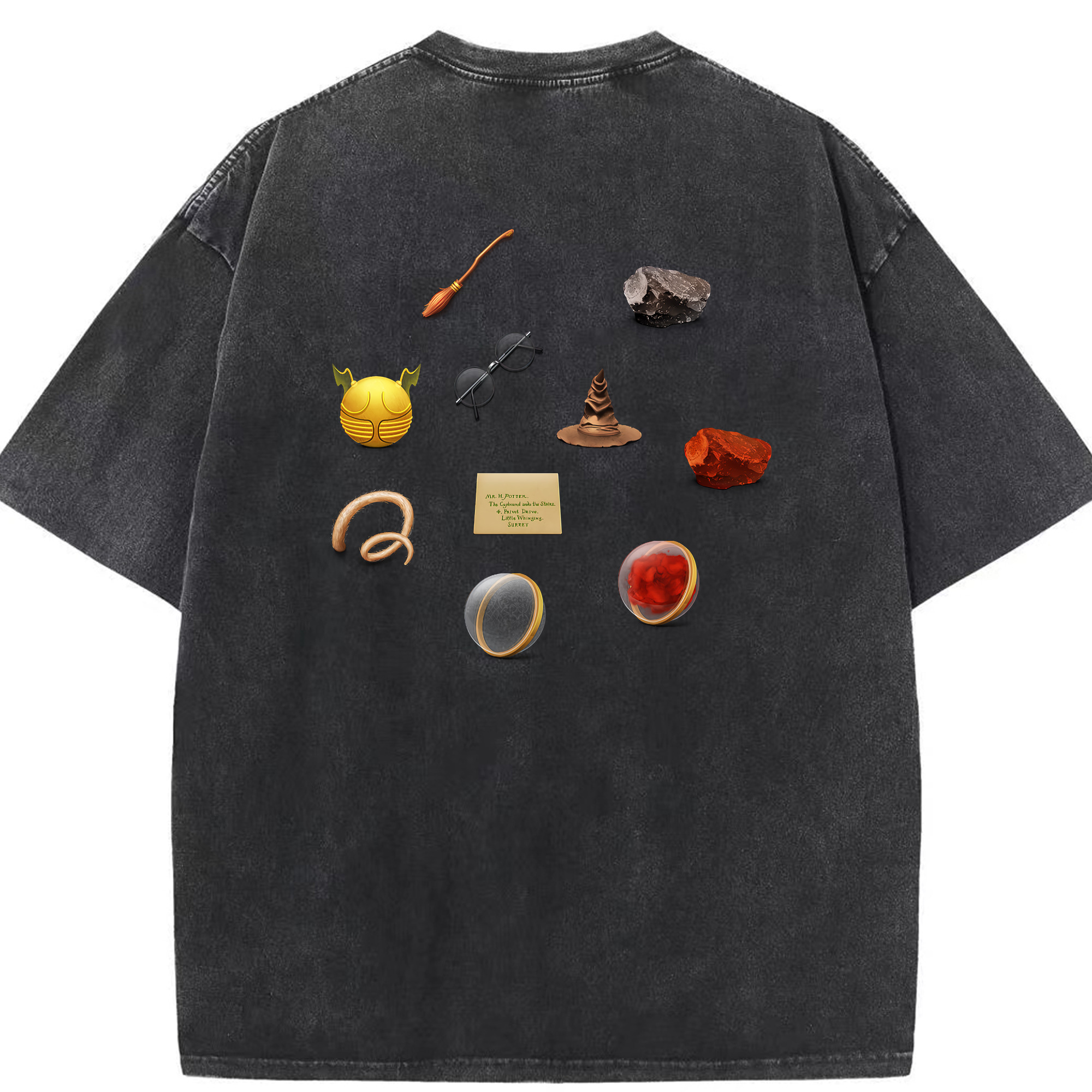 （画像用） Harry Potter ハリー・ポッターシリーズ 綿100% ヴィンテージ風 半袖Tシャツ（背面プリント）