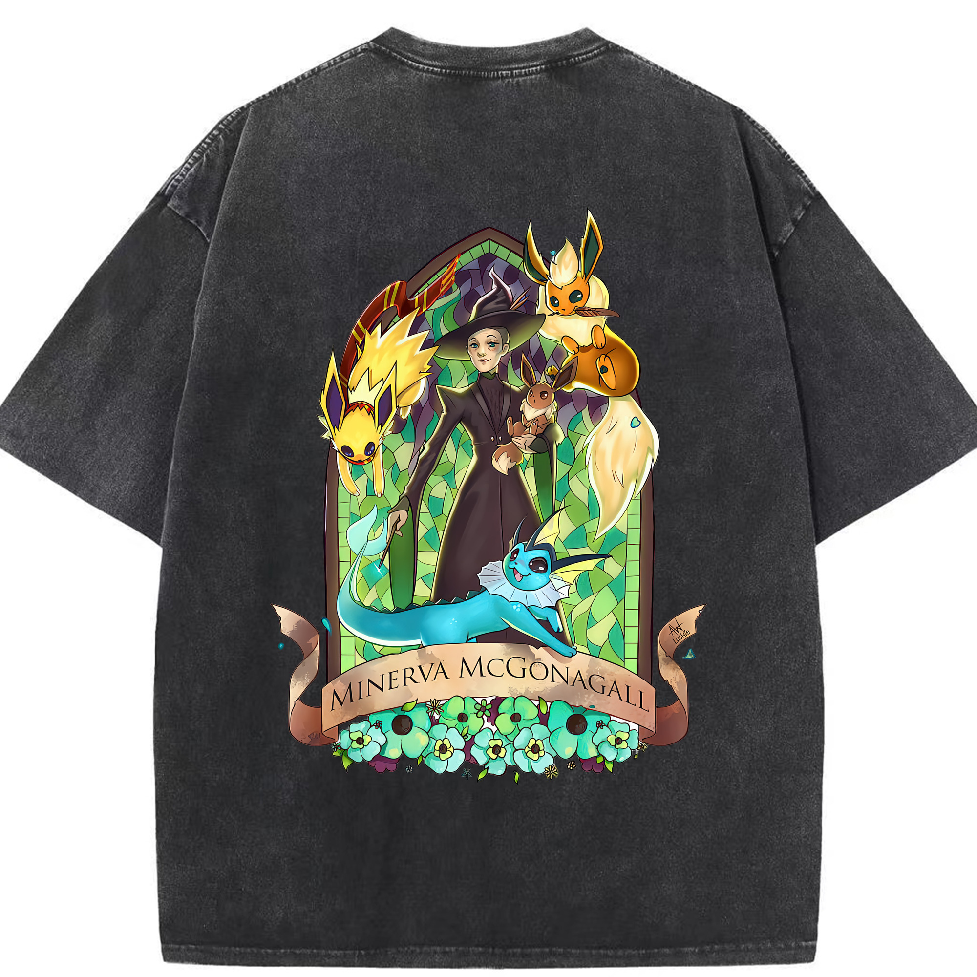 （画像用） Harry Potter ハリー・ポッターシリーズ 綿100% ヴィンテージ風 半袖Tシャツ（背面プリント）