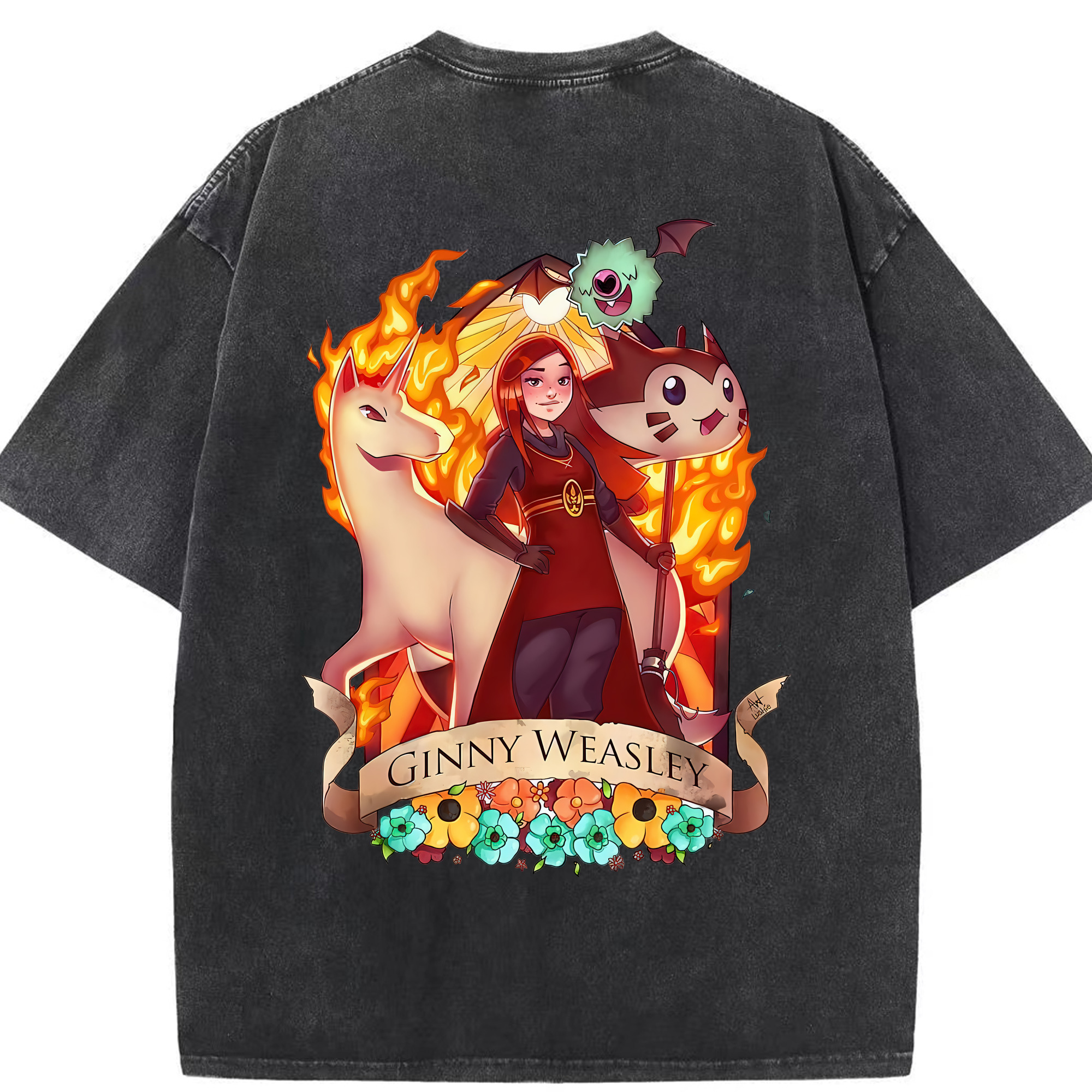 （画像用） Harry Potter ハリー・ポッターシリーズ 綿100% ヴィンテージ風 半袖Tシャツ（背面プリント）