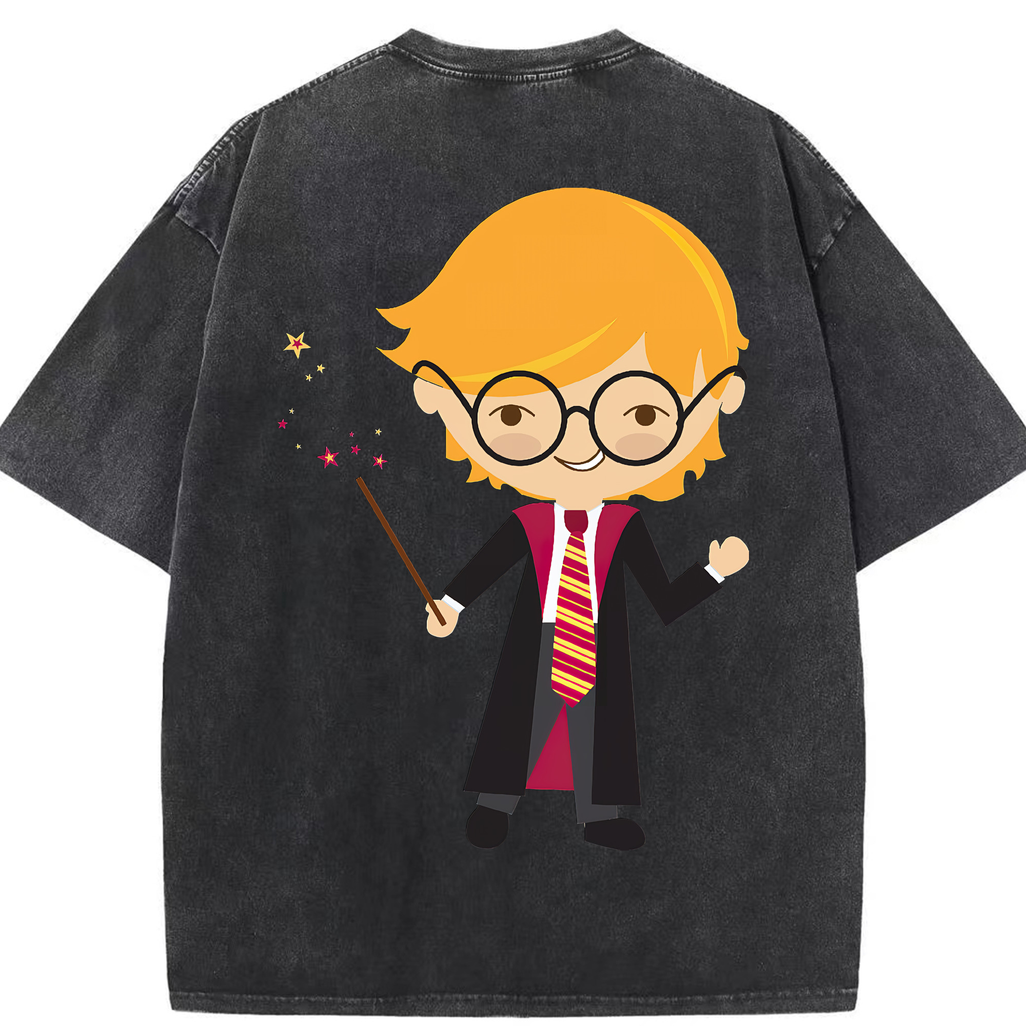 （画像用） Harry Potter ハリー・ポッターシリーズ 綿100% ヴィンテージ風 半袖Tシャツ（背面プリント）