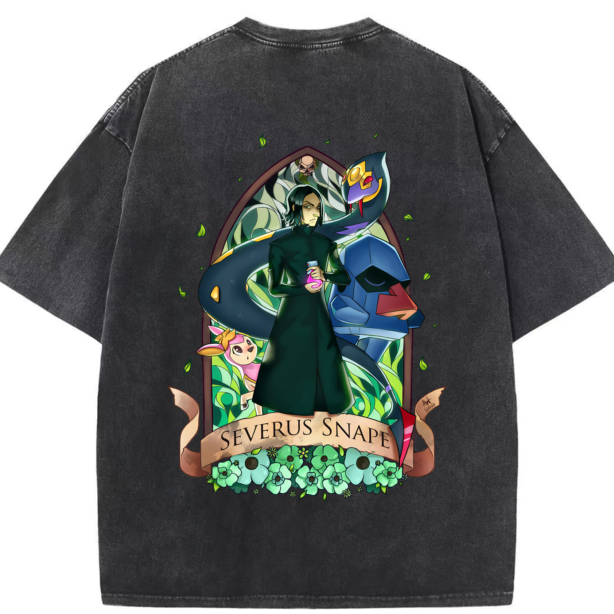 （画像用） Harry Potter ハリー・ポッターシリーズ 綿100% ヴィンテージ風 半袖Tシャツ（背面プリント）