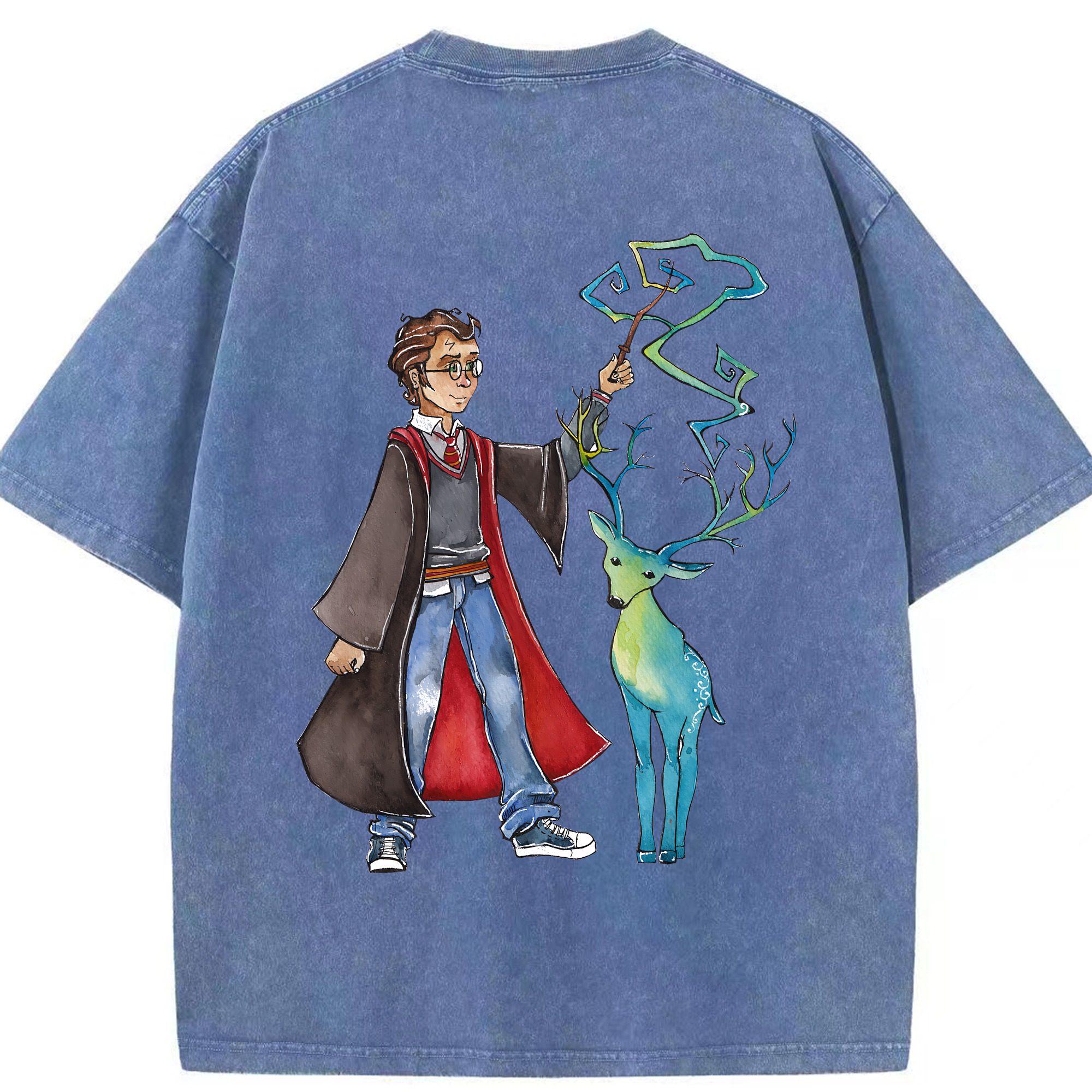 （画像用） Harry Potter ハリー・ポッターシリーズ 綿100% ヴィンテージ風 半袖Tシャツ（背面プリント）