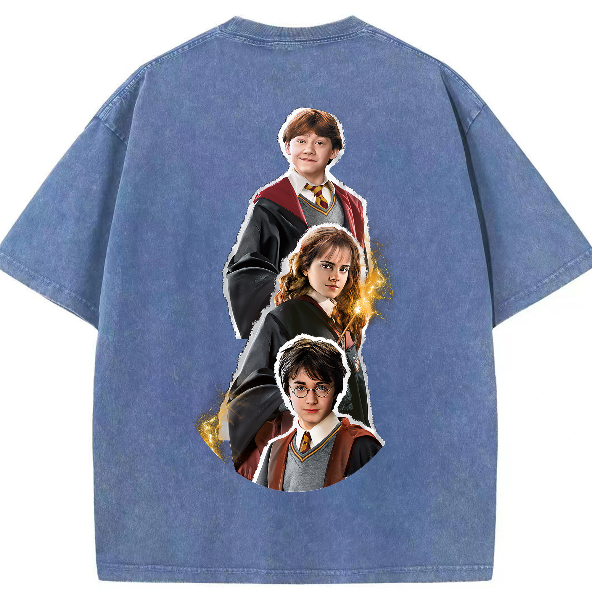 （画像用） Harry Potter ハリー・ポッターシリーズ 綿100% ヴィンテージ風 半袖Tシャツ（背面プリント）
