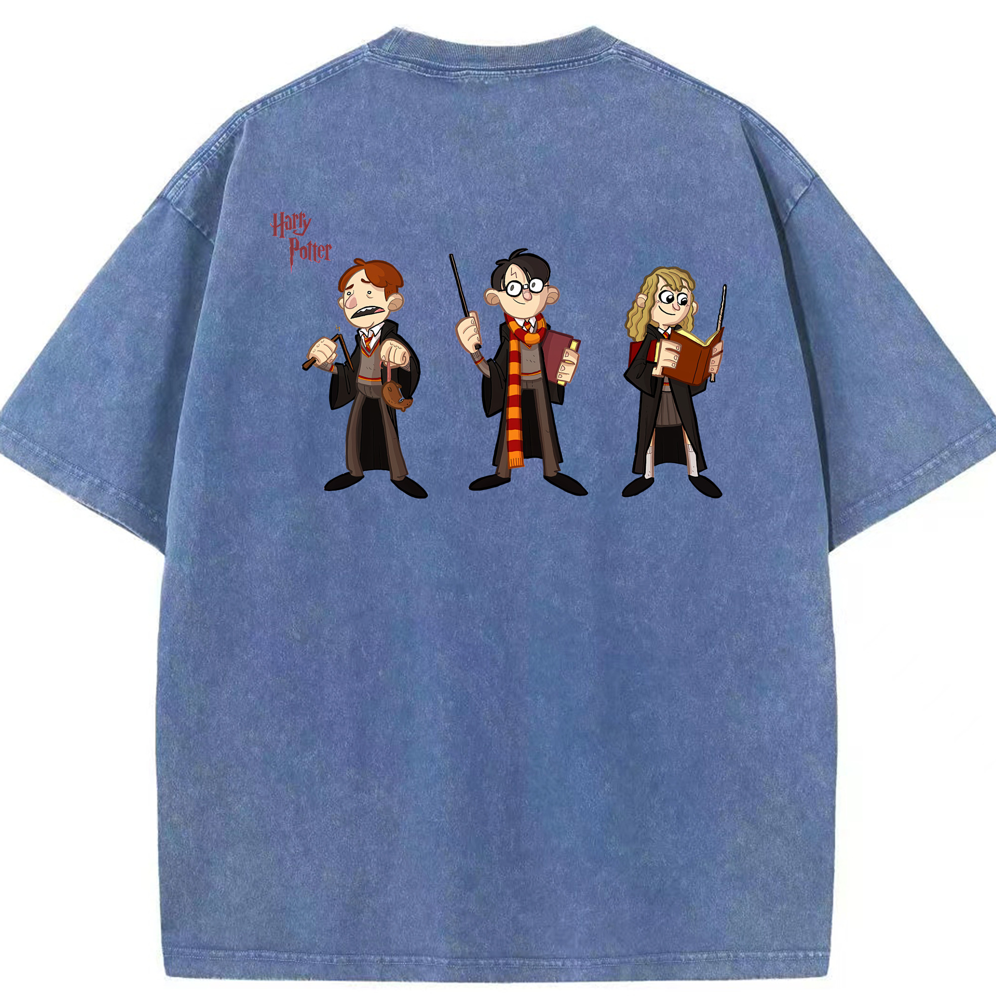 （画像用） Harry Potter ハリー・ポッターシリーズ 綿100% ヴィンテージ風 半袖Tシャツ（背面プリント）